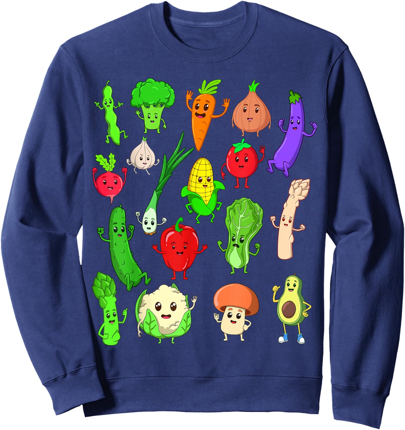 Comic Kawaii Vegetables Sweatshirt - Sweatshirt | Navy