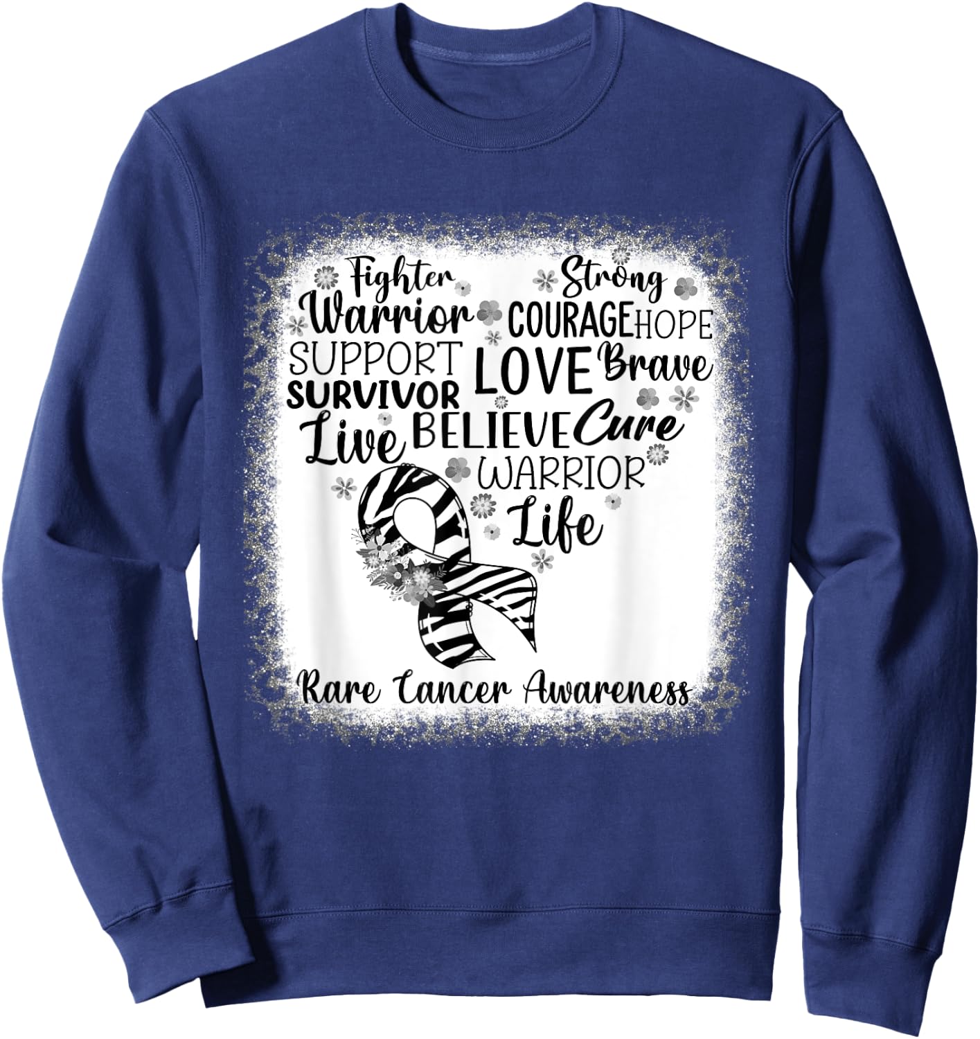 Fighter Warrior Faith Cure Zebra Rare Cancer Awareness Sweatshirt - Sweatshirt | Navy