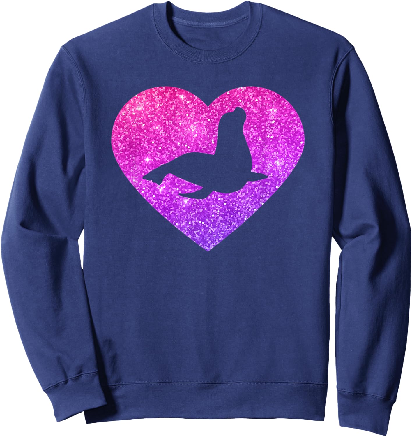 Cute Sea Lion Heart Gift Girls Teens And Women Sweatshirt - Sweatshirt | Navy