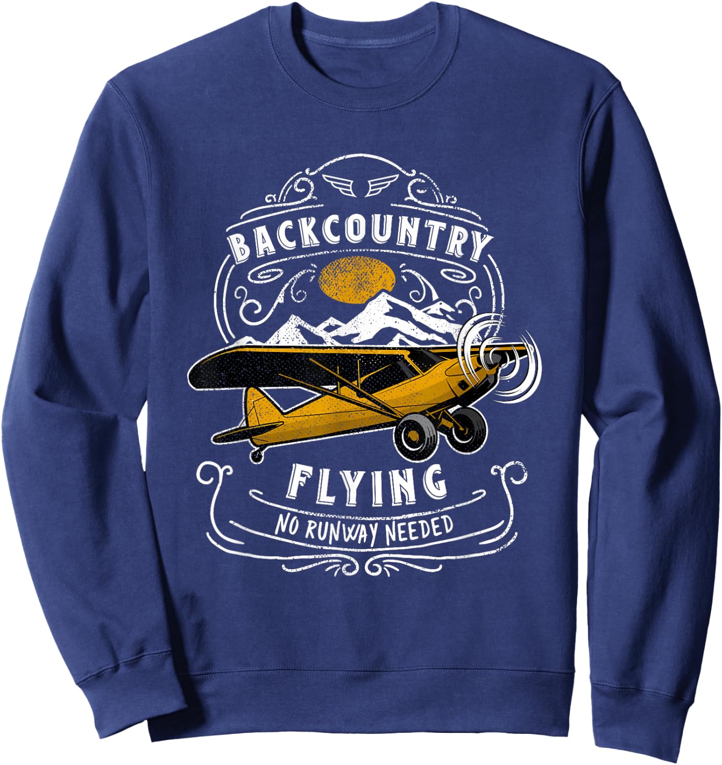 STOL Bush Plane Backcountry Flying Vintage Sweatshirt - Sweatshirt | Navy