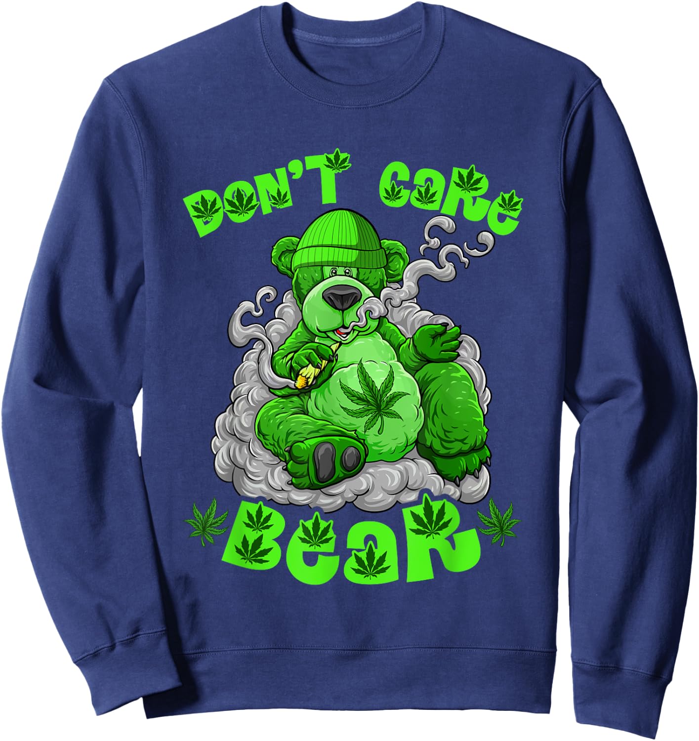 Funny Bear Smoking Weed Cannabis Marijuana 420 Stoner Sweatshirt - Sweatshirt | Navy