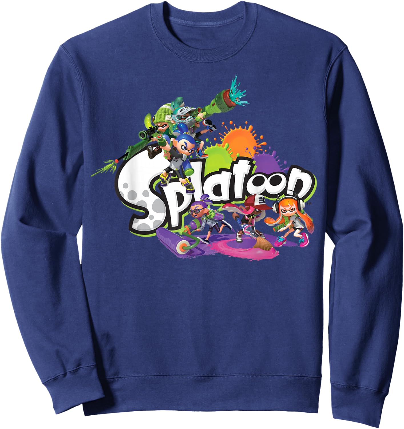 Splatoon Logo Teams Splatter Group Shot Sweatshirt - Sweatshirt | Navy