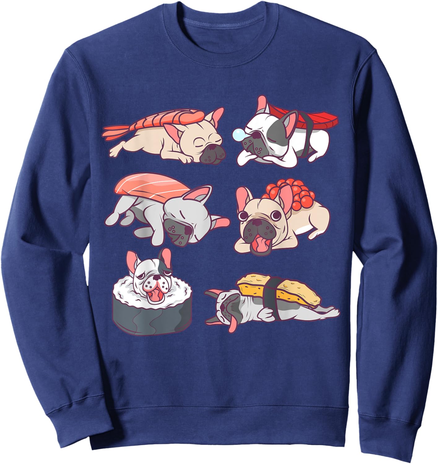 Funny French Bulldog Japan Sushi Lover Gift Men Women Kids Sweatshirt - Sweatshirt | Navy
