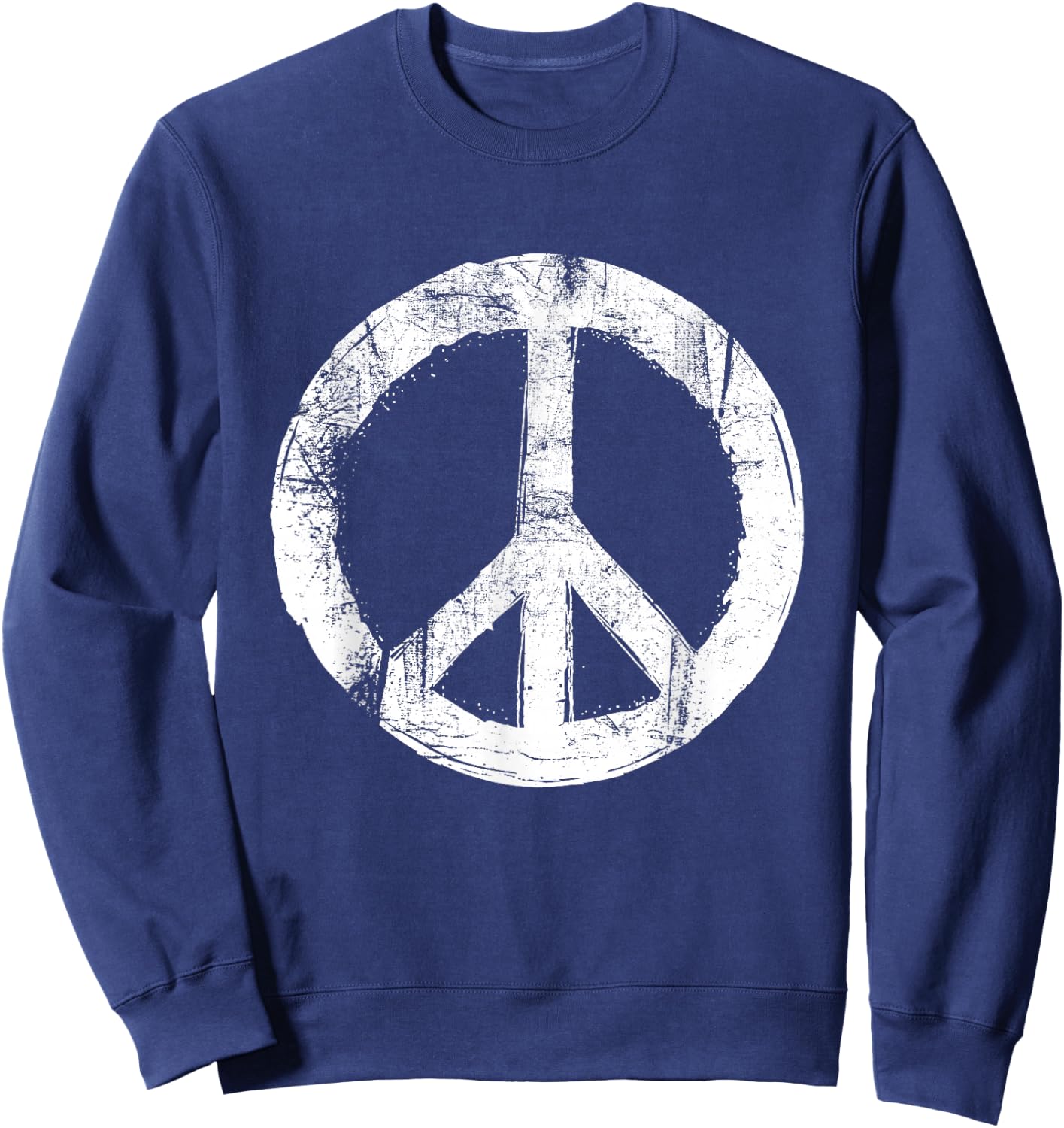 Retro Vintage Distressed Design Peace Sign Sweatshirt - Sweatshirt | Navy
