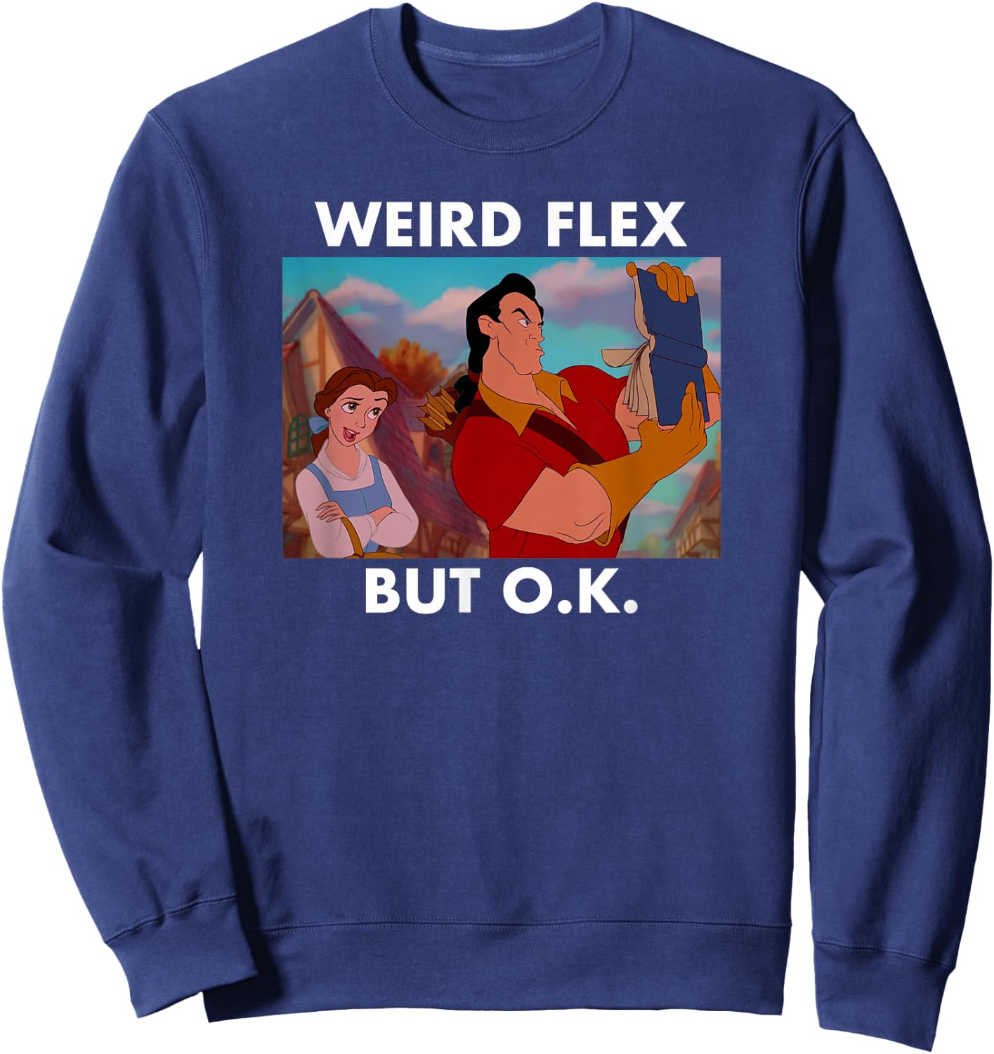 Disney Beauty and the Beast Gaston Panel Weird Flex But O.K. Sweatshirt - Sweatshirt | Navy