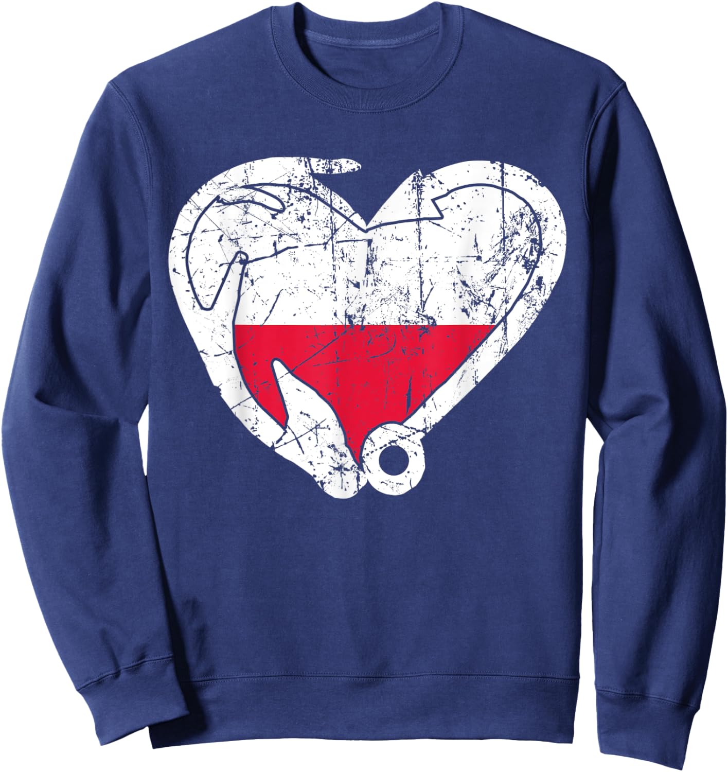 Fishing And Hunting - Fish Hook Elk Antler Polish Flag Sweatshirt - Sweatshirt | Navy