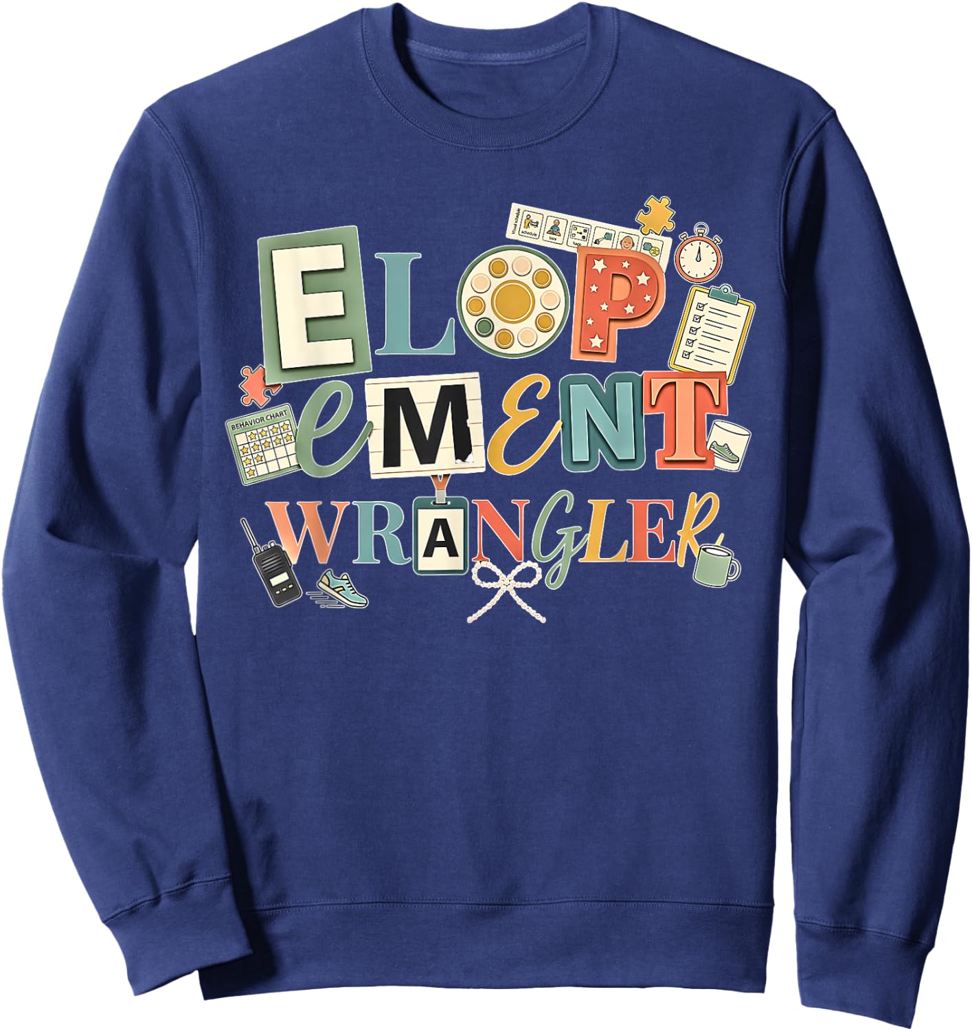 Retro Y2K ABA Elopement Wrangler RBT Behavior Therapist Bow Sweatshirt - Sweatshirt | Navy