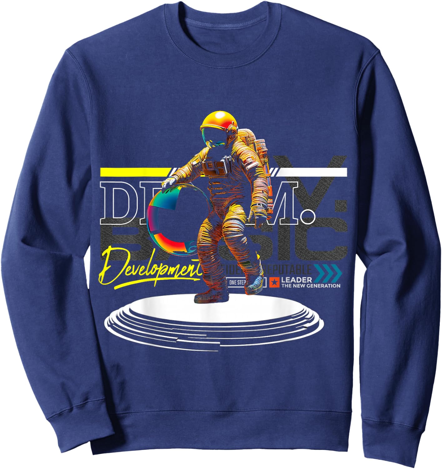 Astronaut | Frontprint | Art Space Graphic Fantasy Astronaut Sweatshirt - Sweatshirt | Navy