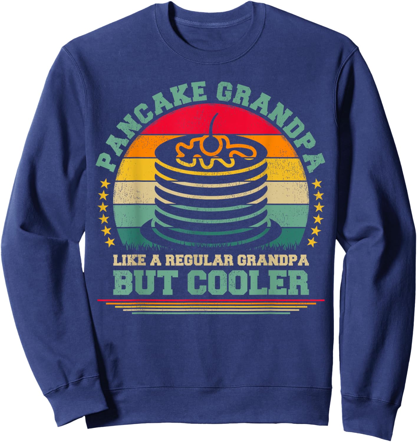 Pancake Lover Funny Vintage Pancake Grandpa Father's Day Sweatshirt - Sweatshirt | Navy