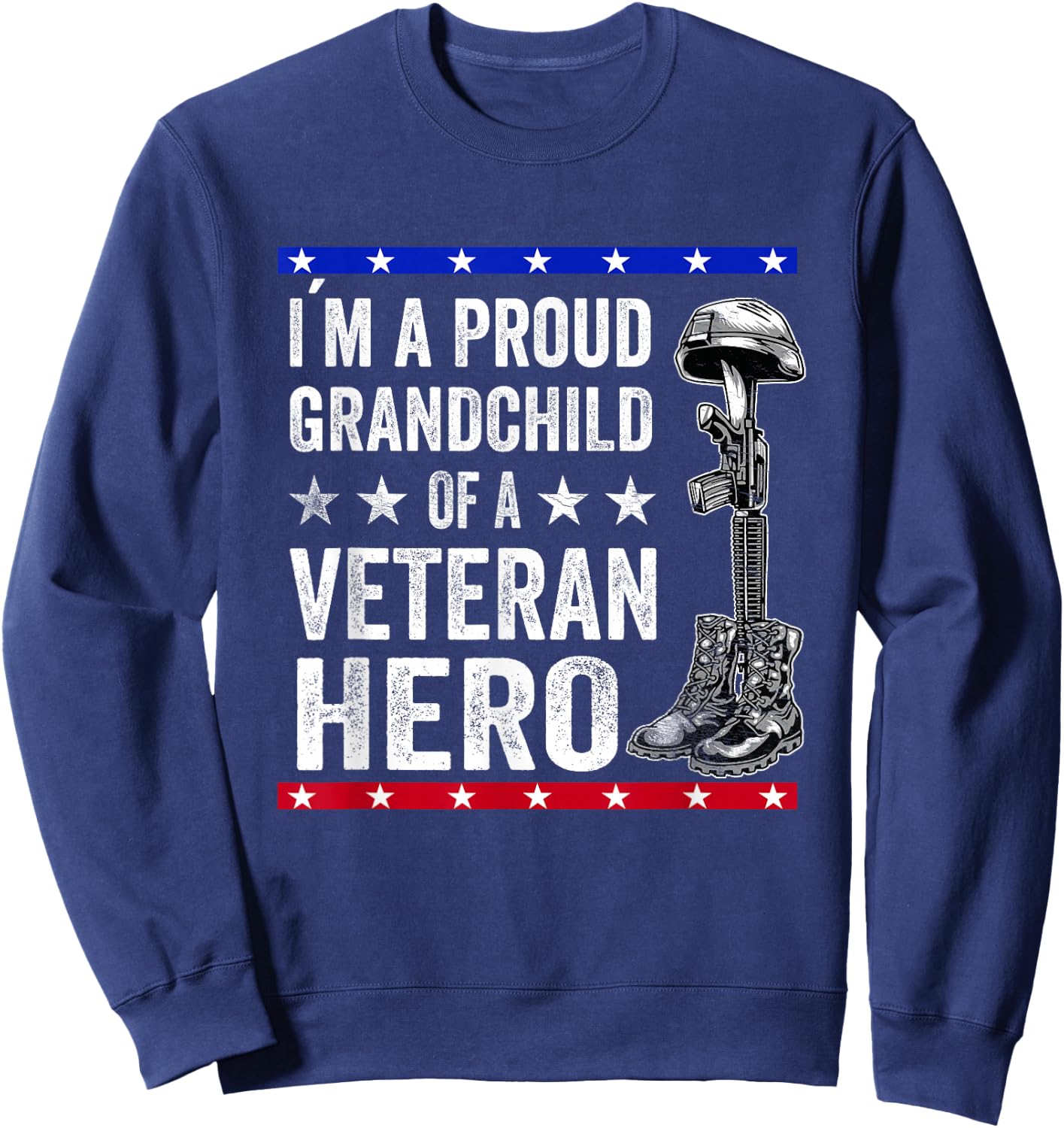 Thank You For Your Service Army Veterans Day Patriotic Kids - Black, -Kids, Small, Short Sleeve, Classic Fit, Cotton 65% Polyester 35% Sweatshirt - Sweatshirt | Navy