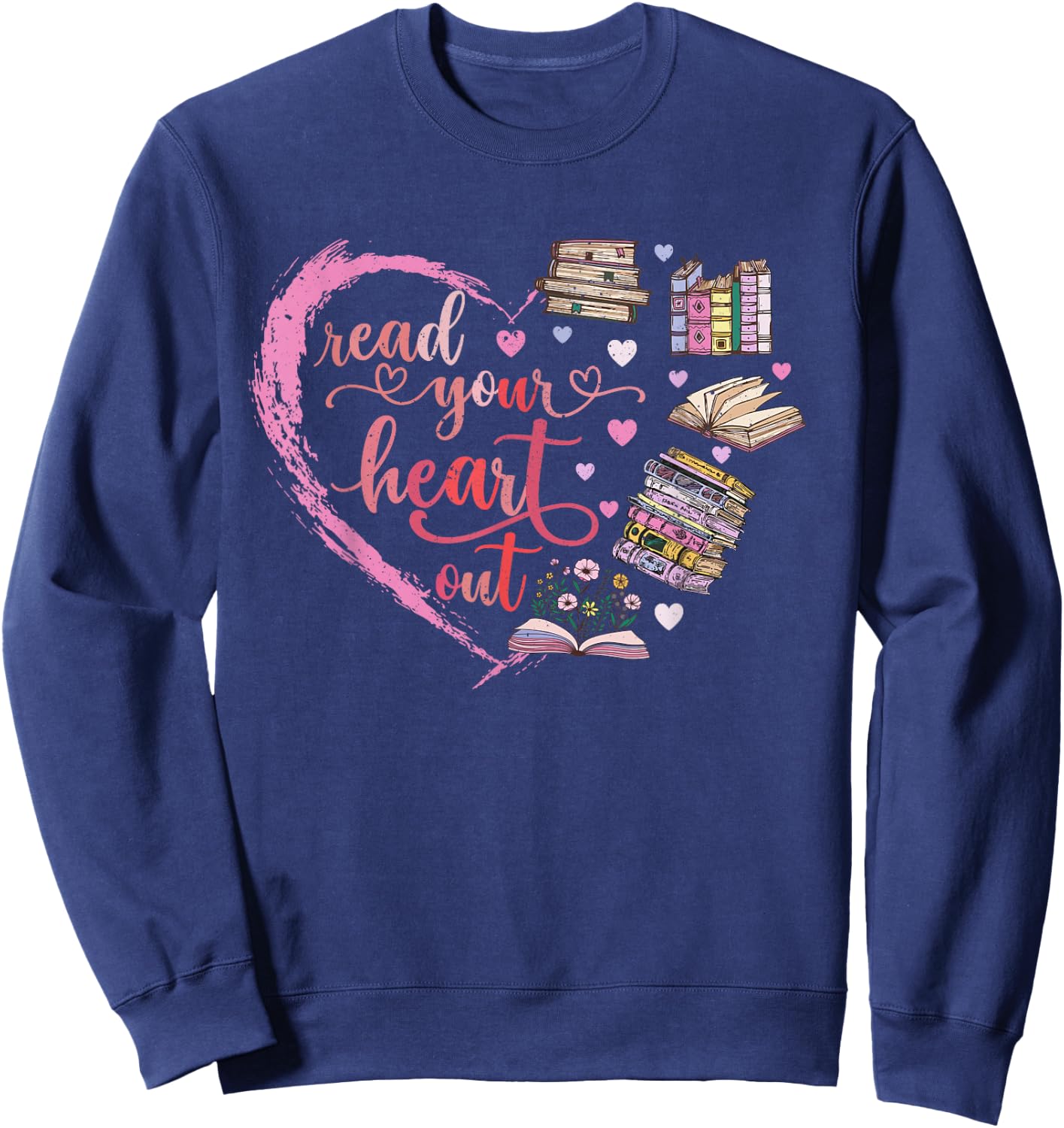 Cute Retro Reading Book Reader Women Valentine Sweatshirt - Sweatshirt | Navy