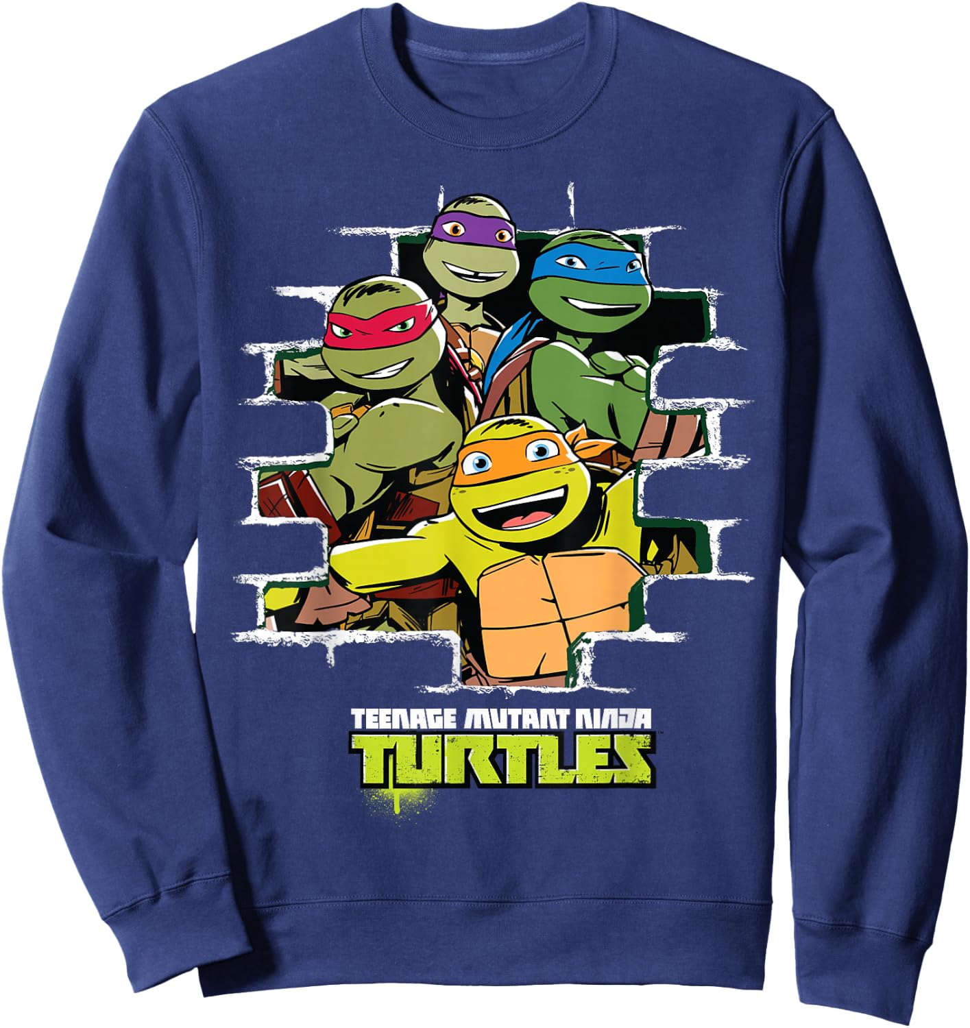 Teenage Mutant Ninja Turtles Opening Through Bricks Sweatshirt - Sweatshirt | Navy