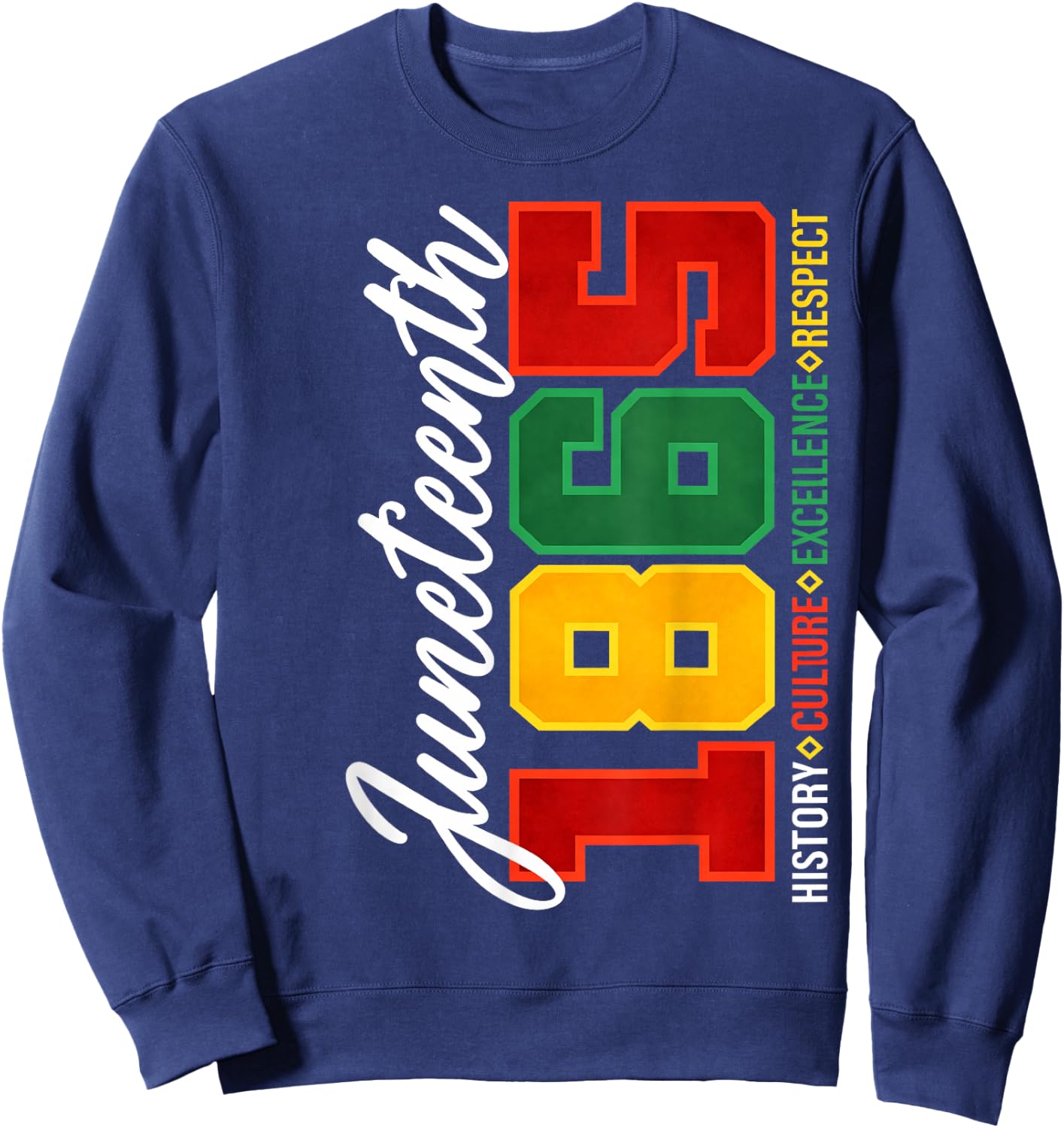 Juneteenth 1865 History Culture Excellence Respect Men Women Sweatshirt - Sweatshirt | Navy