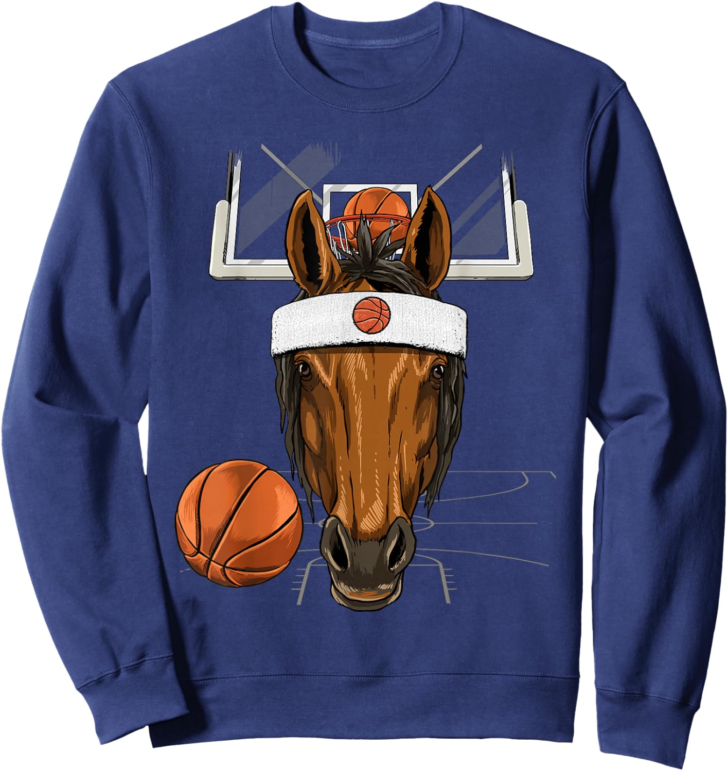 Horse Basketball Horse Lovers Basketball Player Sweatshirt - Sweatshirt | Navy