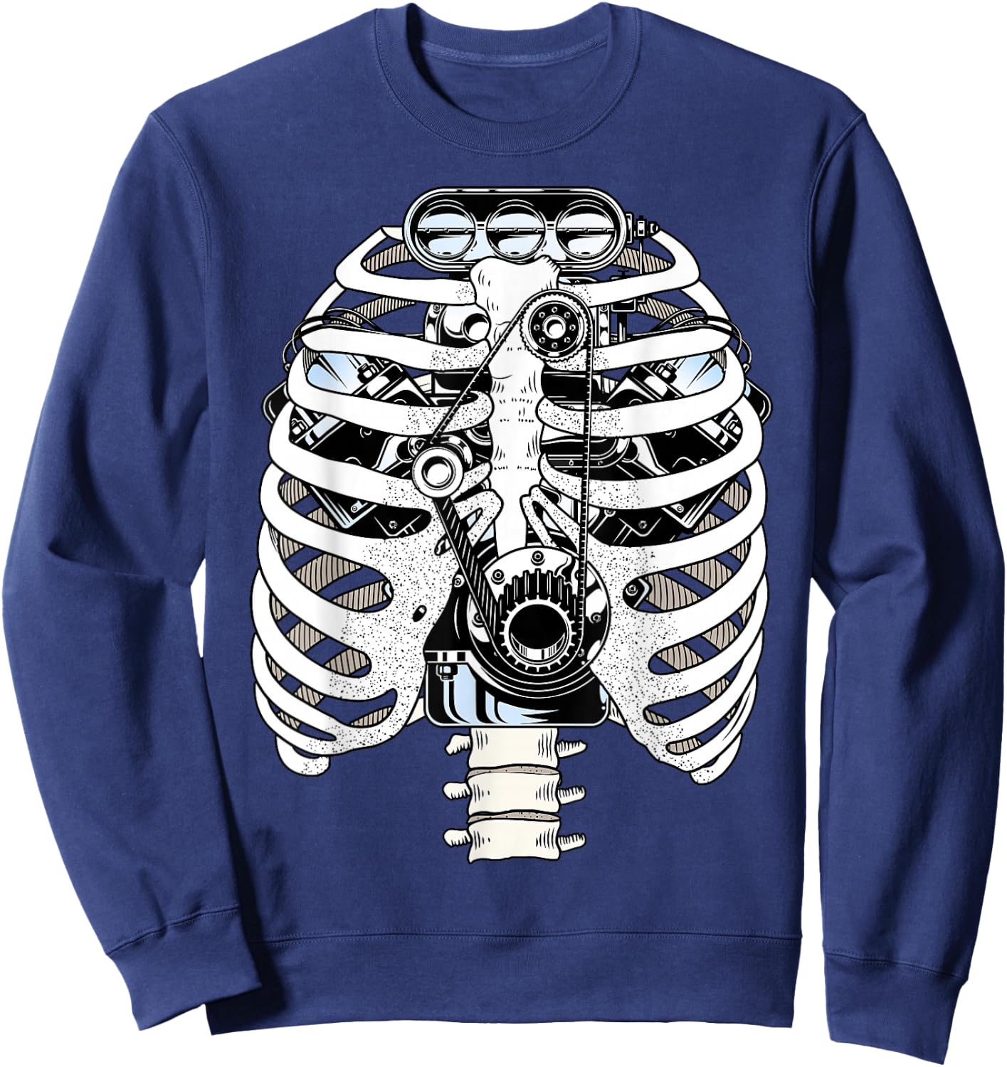 Halloween Mechanics Skeleton Engine Car Mechanic Sweatshirt - Sweatshirt | Navy