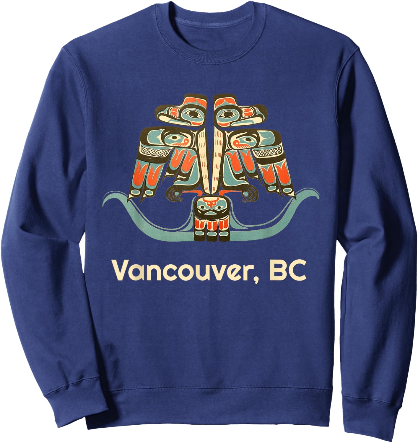 Vancouver British Columbia Canada Thunderbird BC Haida Art Sweatshirt - Sweatshirt | Navy