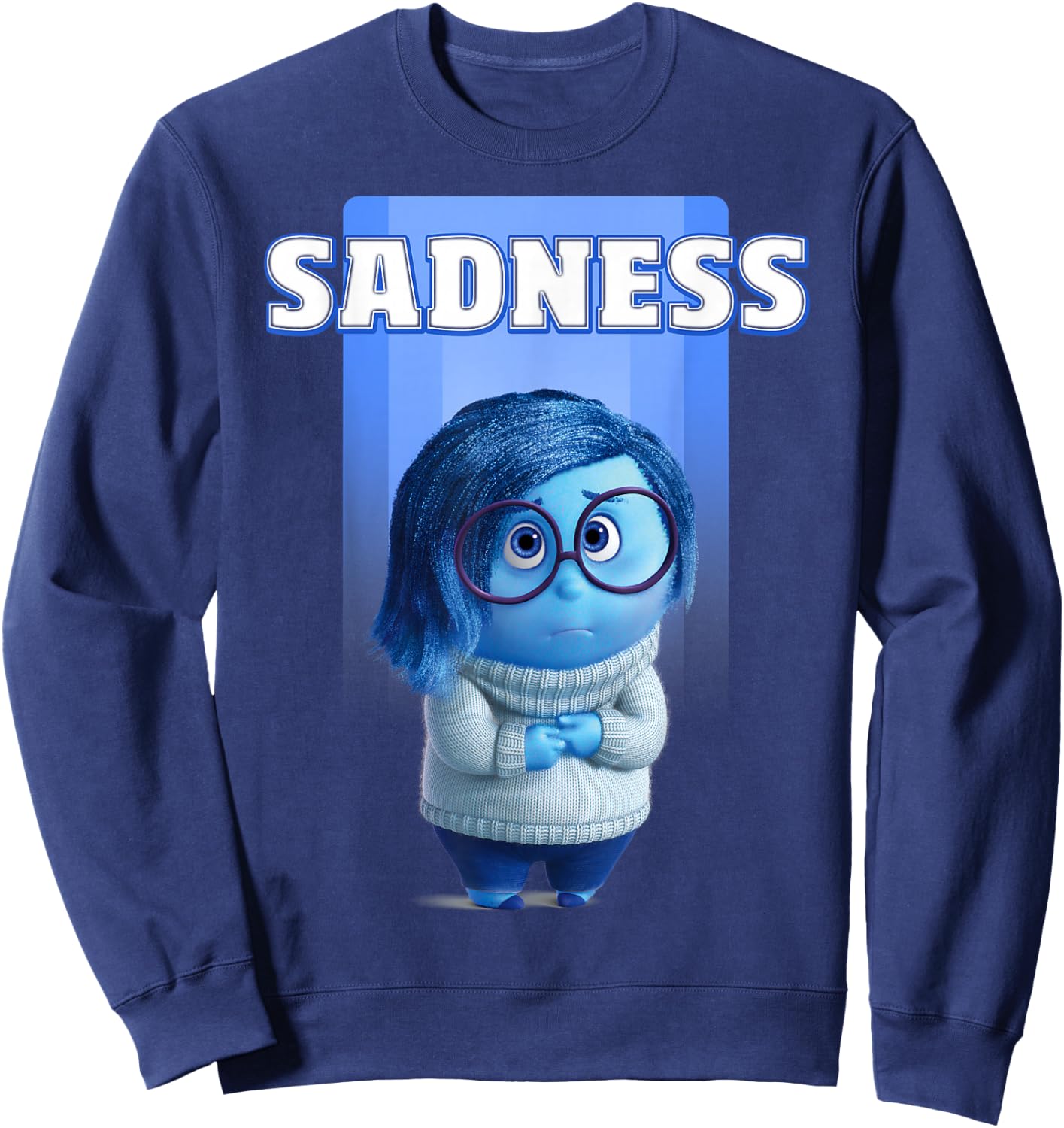Disney Pixar Inside Out Riley's Sadness Blue Character Logo Sweatshirt - Sweatshirt | Navy