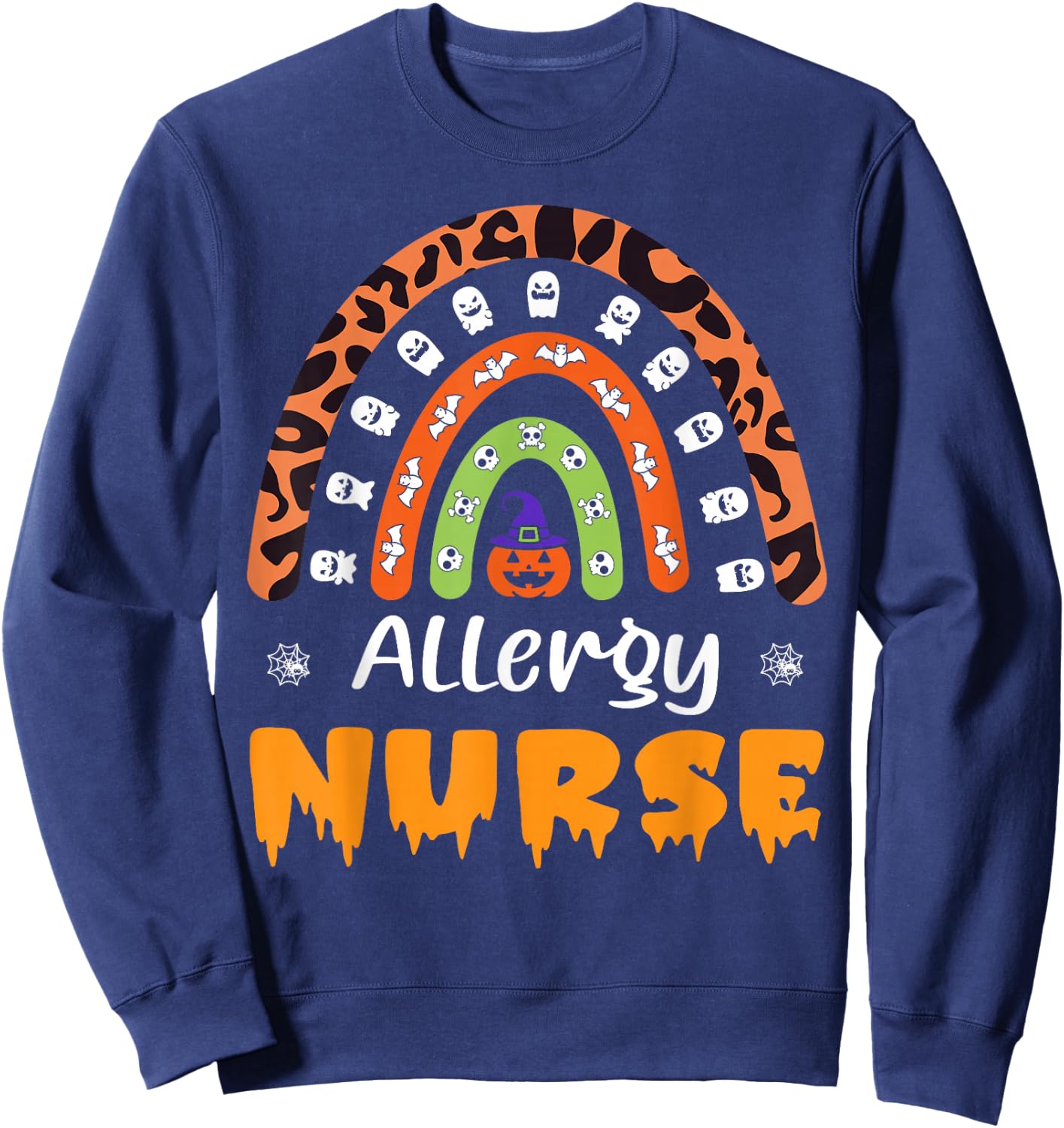 Allergy Nurse Leopard Rainbow Halloween Costume Sweatshirt - Sweatshirt | Navy