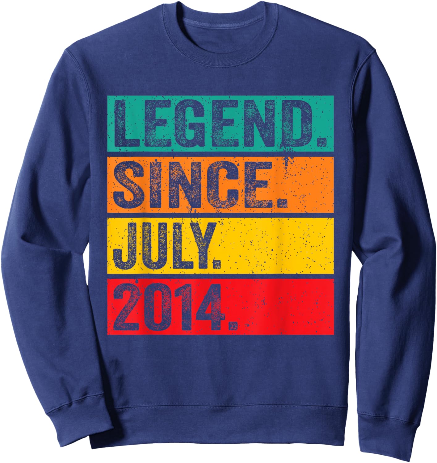 Legend Since July 2014 11th Birthday 11 Years Old Vintage Sweatshirt - Sweatshirt | Navy
