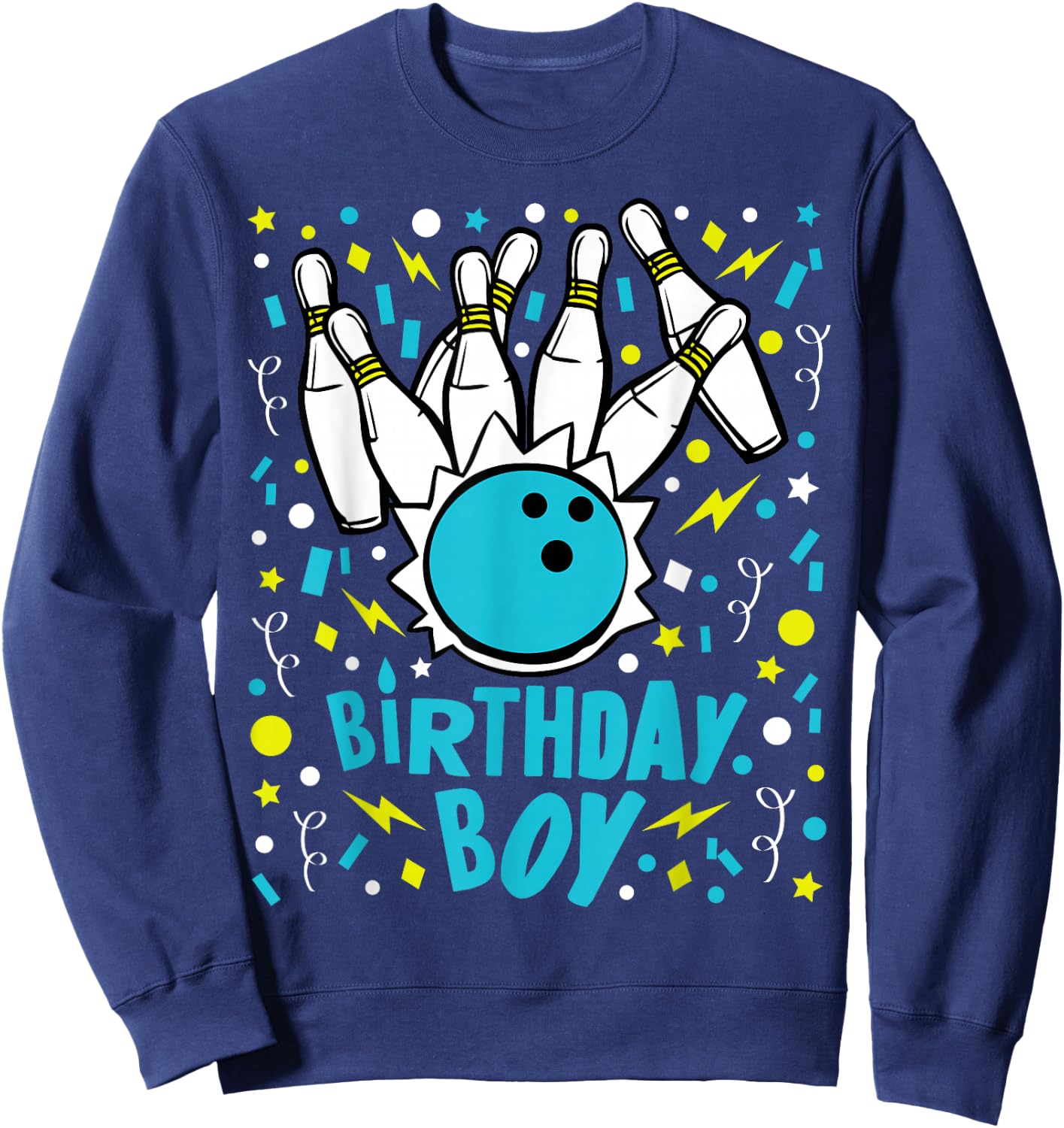 Boys Bowling Party Birthday Boy Kids Pins Bowler Gift Sweatshirt - Sweatshirt | Navy