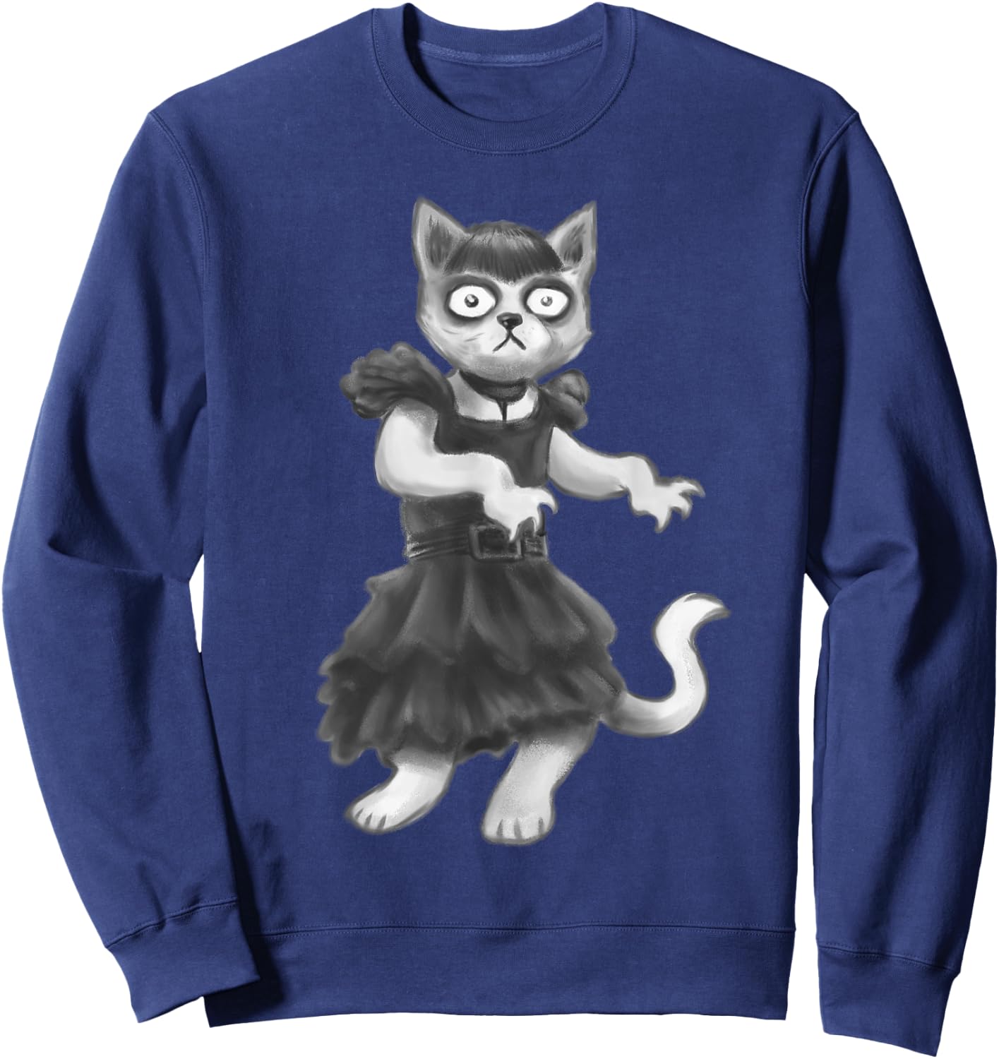 goth kawaii Wednesday dress cat dance Sweatshirt - Sweatshirt | Navy
