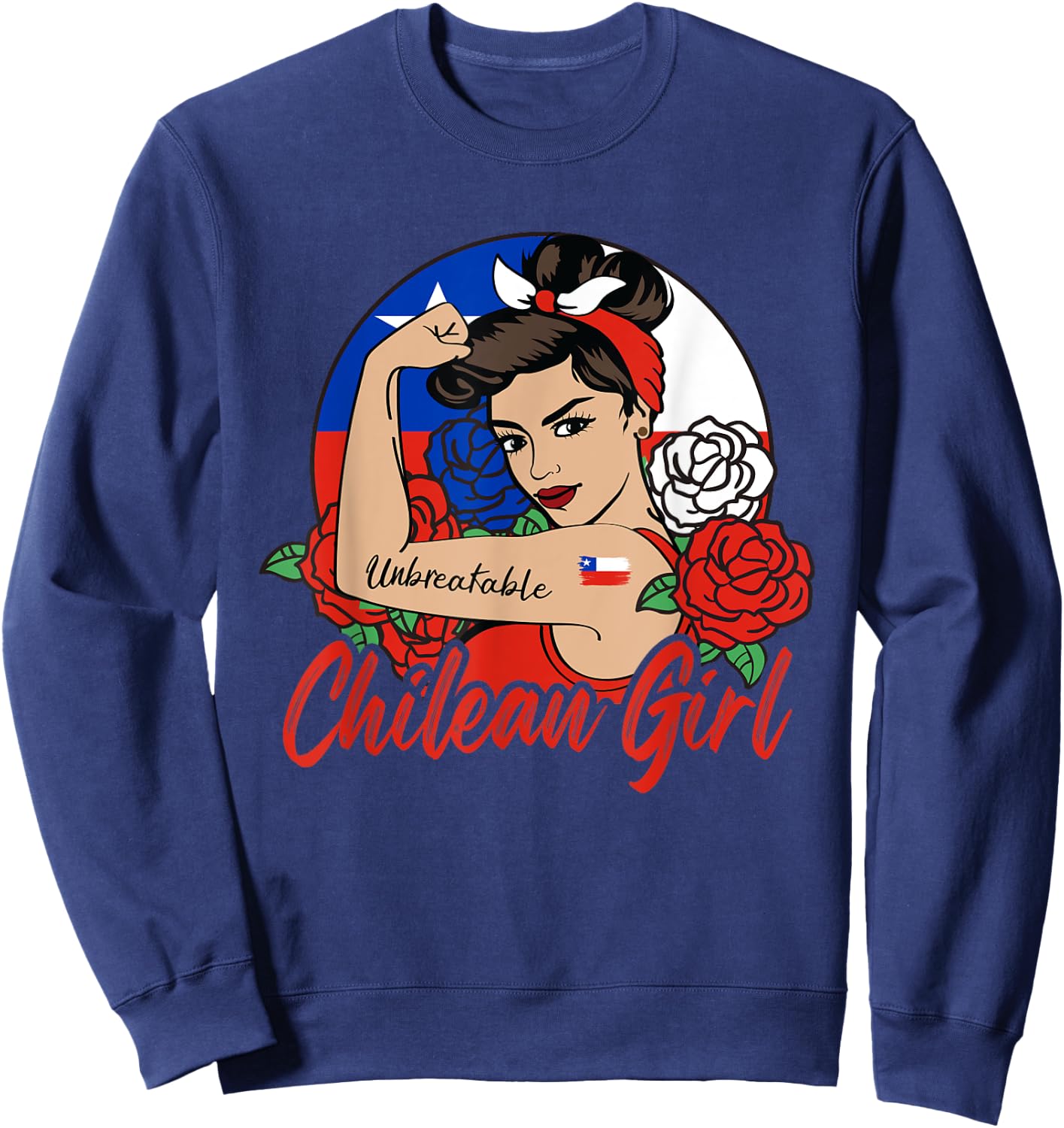 Chile Girl Chilean Mujer Chilena flag Sweatshirt - Sweatshirt | Navy