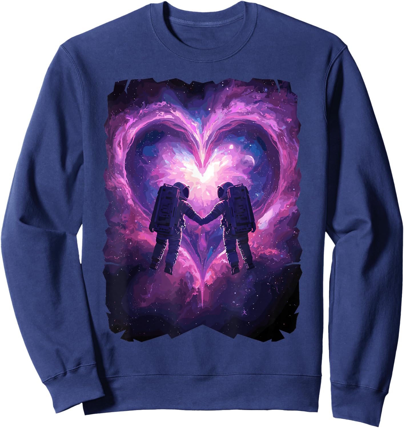 Astronaut Couple Galactic Starry Space Rocket Love Sweatshirt - Sweatshirt | Navy