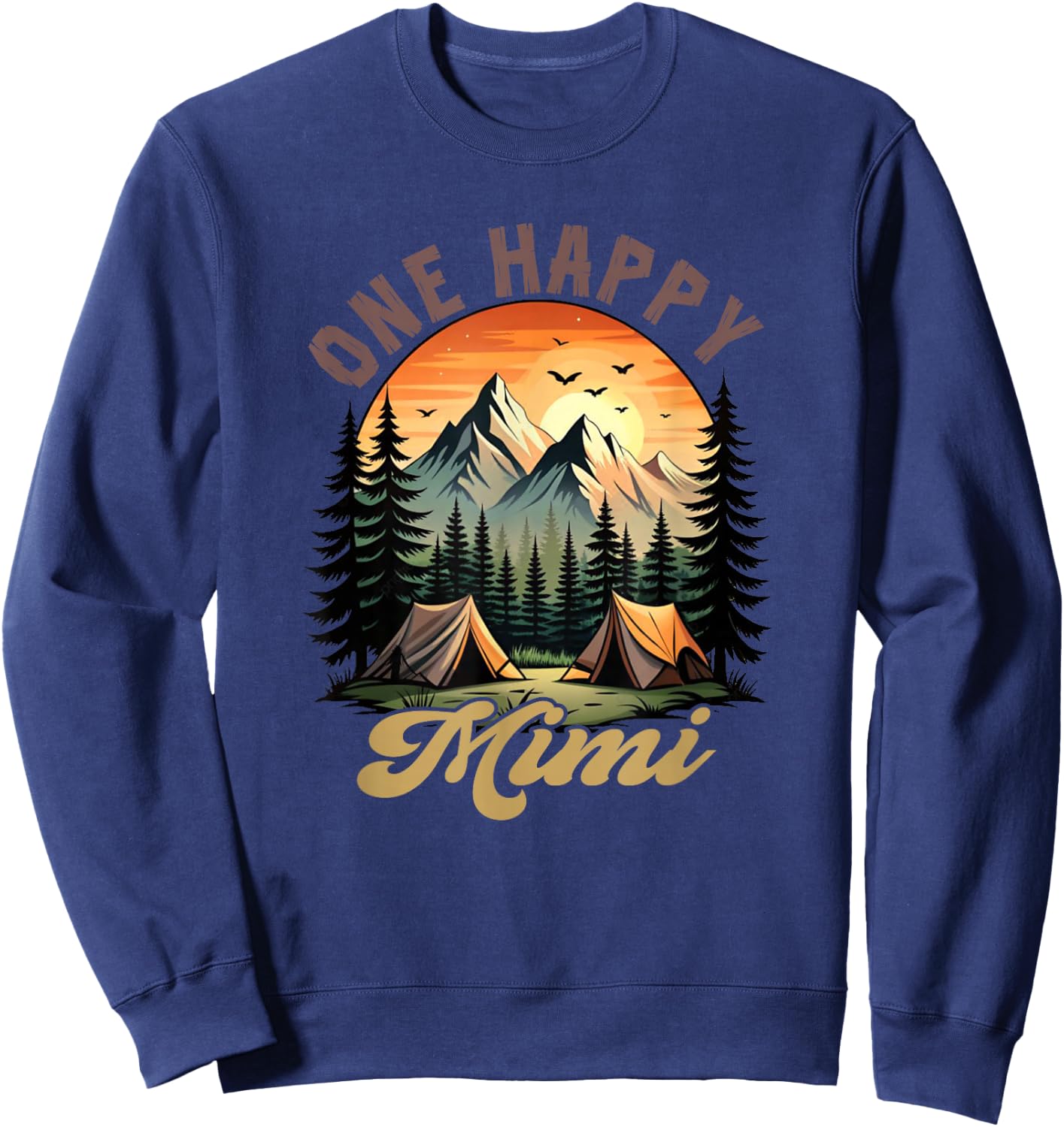 One Happy Mimi Camper 1St Birthday Camping Bear Sweatshirt - Sweatshirt | Navy