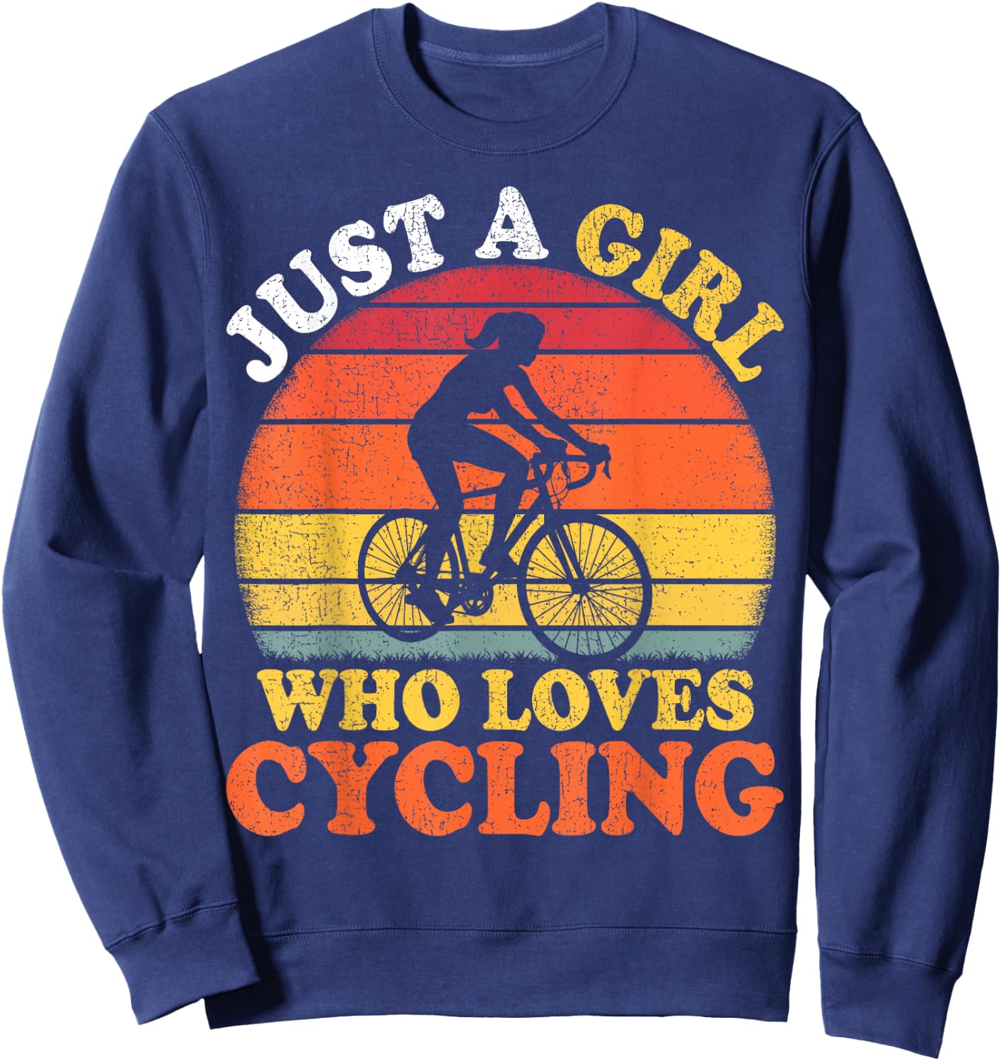 Cycling Lover Vintage Just A Girl Who Loves Cycling Sweatshirt - Sweatshirt | Navy