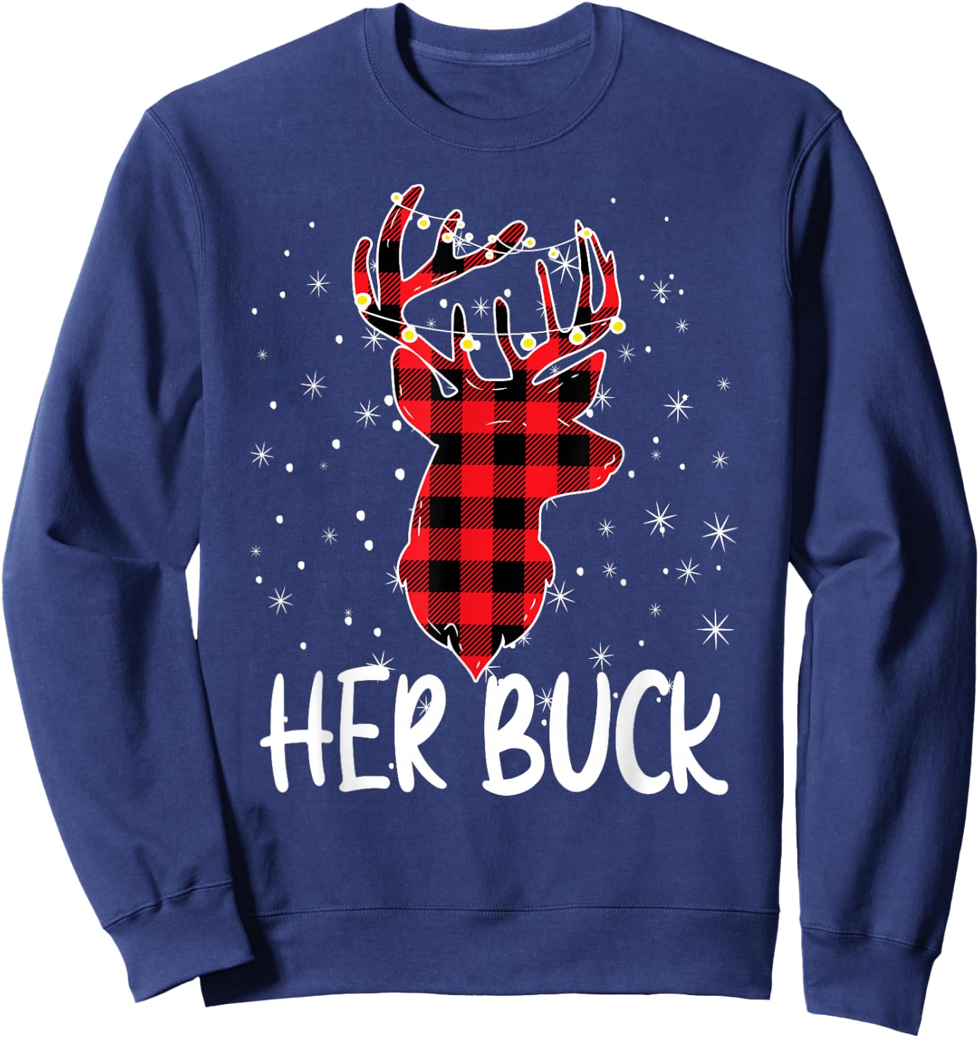 Her Buck His Doe Reindeer Xmas Matching Couples Christmas Sweatshirt - Sweatshirt | Navy