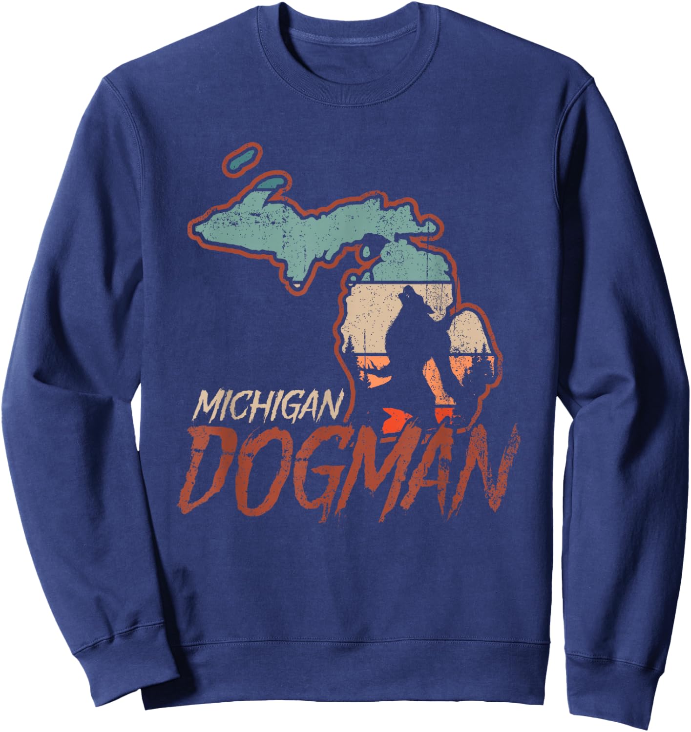 Michigan Dogman Cryptid Society Werewolf Monster Sweatshirt - Sweatshirt | Navy