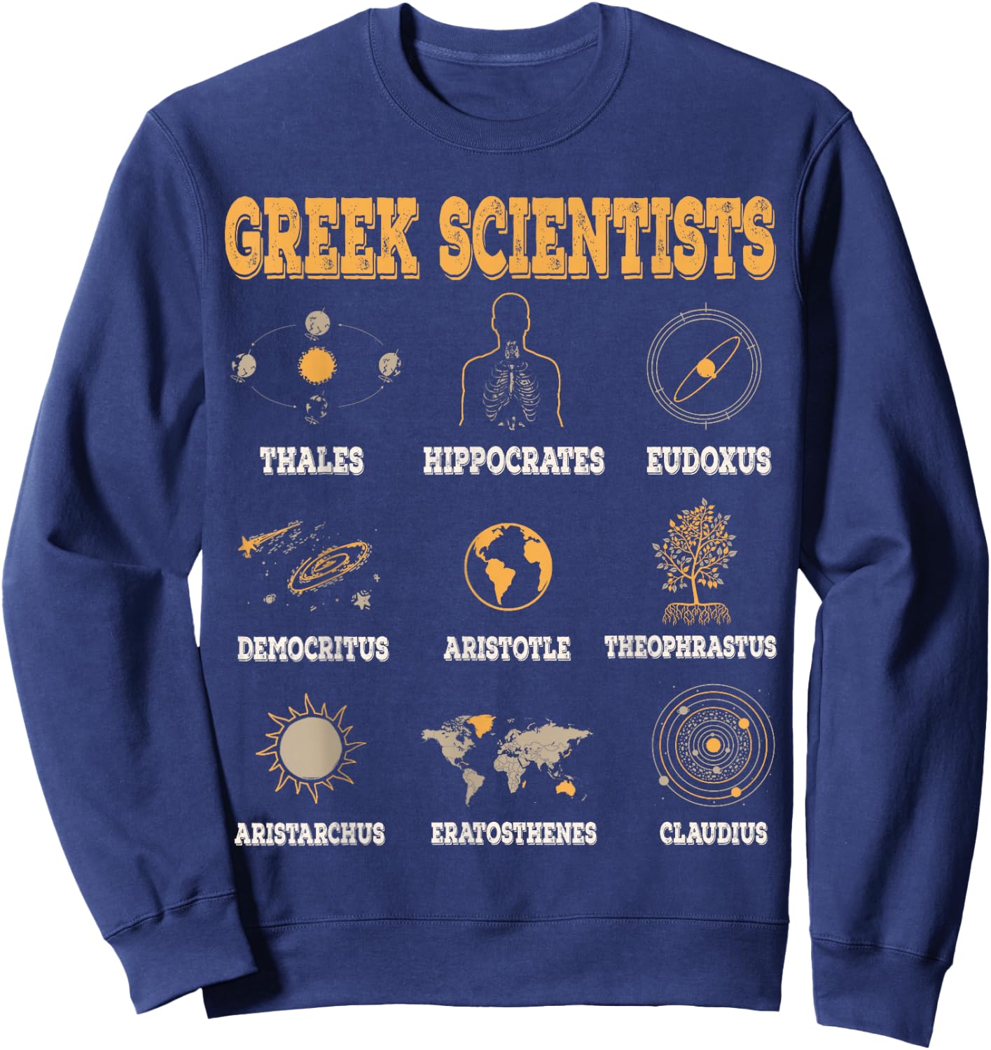 Greek Scientists Shirt, Aristotle & Thales Science Sweatshirt - Sweatshirt | Navy