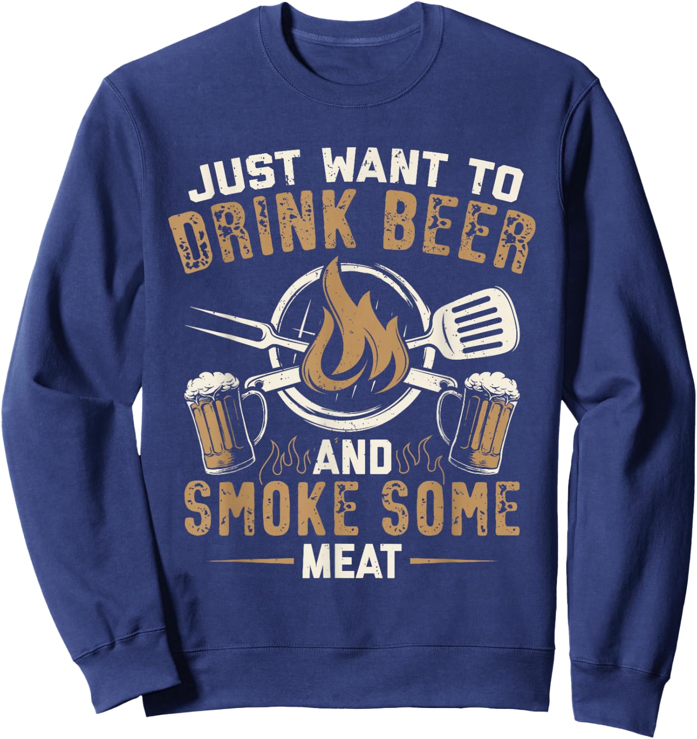 Funny BBQ Grill Chef Grilling Master Barbecue Lover BBQ Sweatshirt - Sweatshirt | Navy