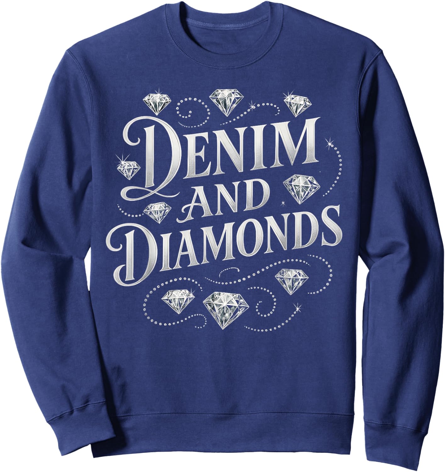 Denim And Diamonds Country Chic Western Bachelorette Party Sweatshirt - Sweatshirt | Navy