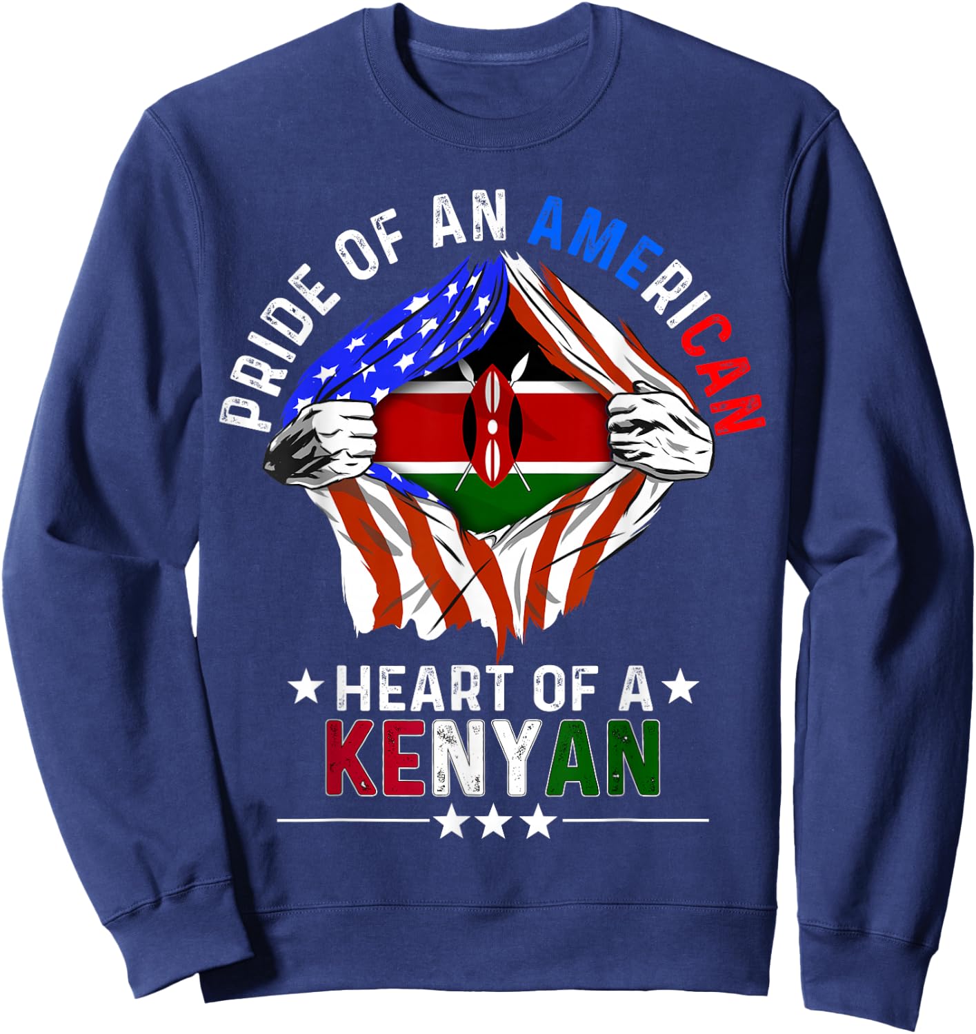 Kenyan American America Pride Foreign Country Kenya Flag Sweatshirt - Sweatshirt | Navy