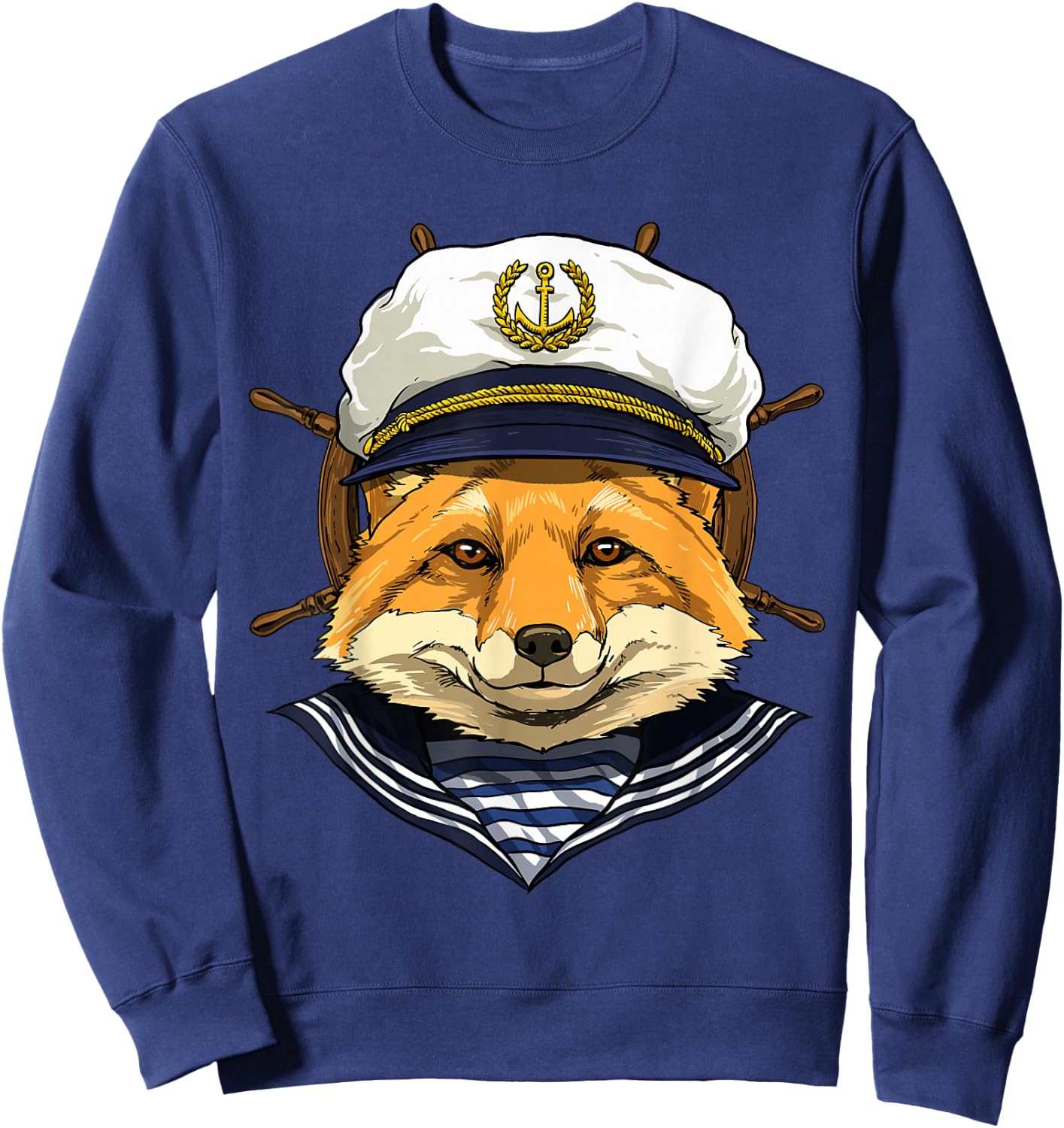 Fox Sailor Boat Captain Wildlife Fox Forest Sweatshirt - Sweatshirt | Navy