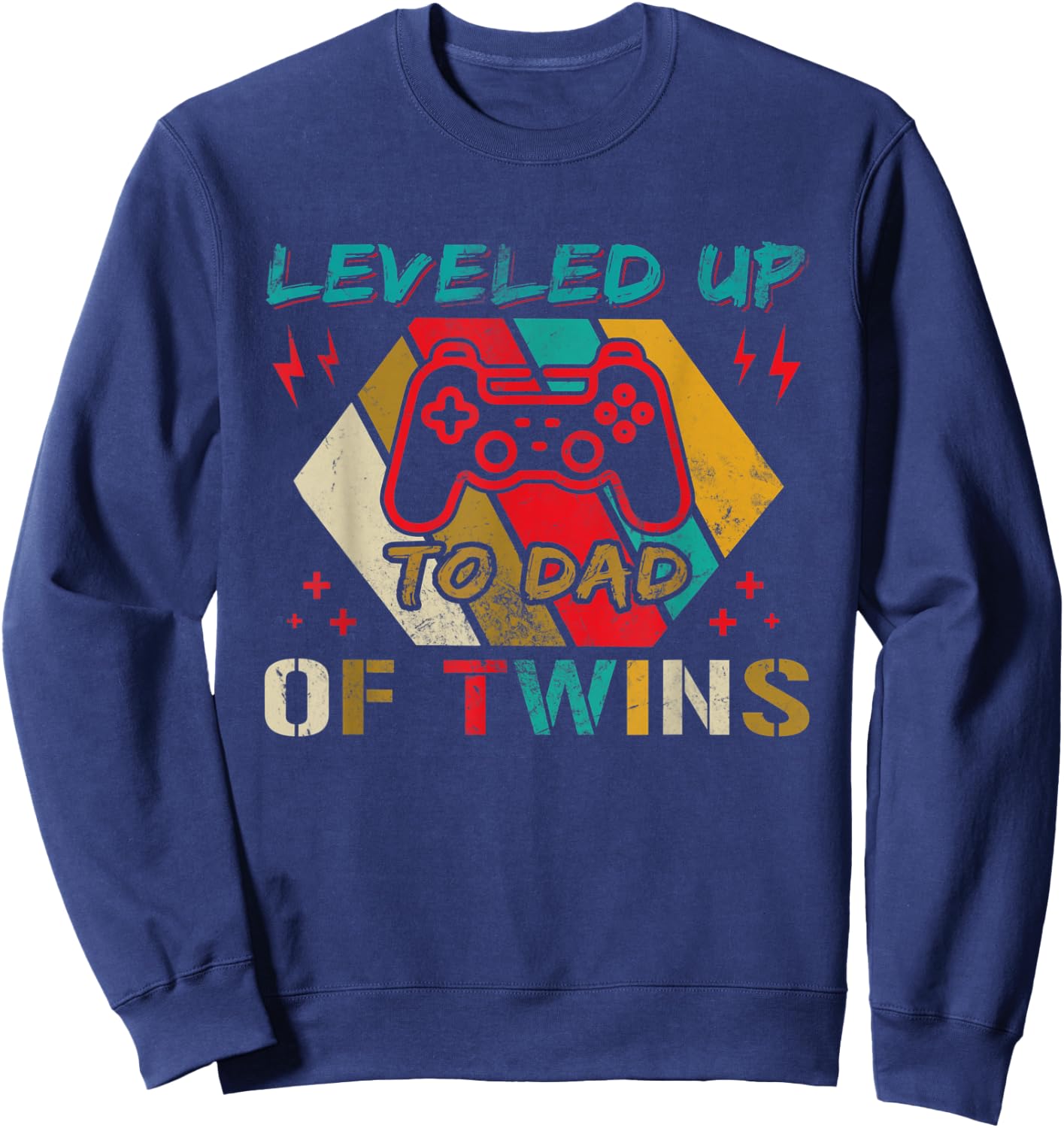Leveled up to Dad Of Twins Video Gamer Gaming Sweatshirt - Sweatshirt | Navy