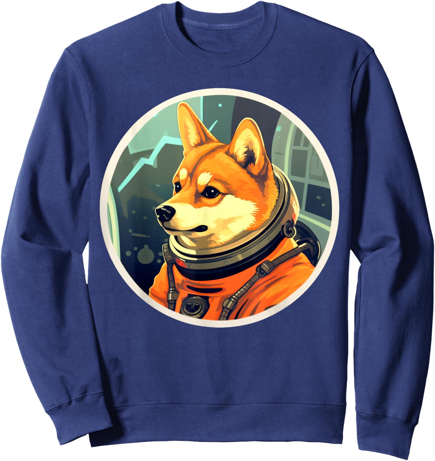 Astronaut Doge Shiba Inu Dog Wearing a Space Suit Sweatshirt - Sweatshirt | Navy