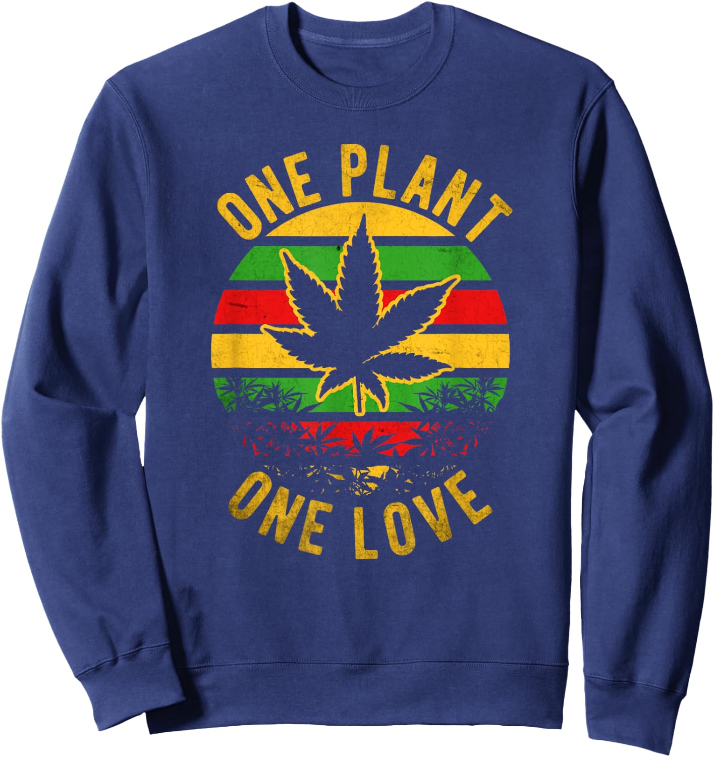 One Plant One Love Medical Marijuana T Shirt Sweatshirt - Sweatshirt | Navy