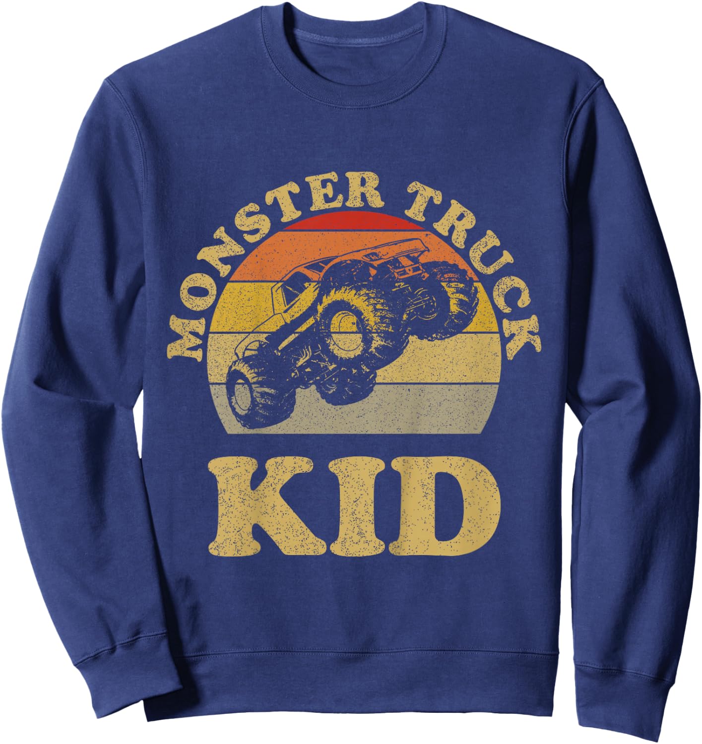 Monster Truck Kids Retro Vintage Monster Truck Shirt Sweatshirt - Sweatshirt | Navy