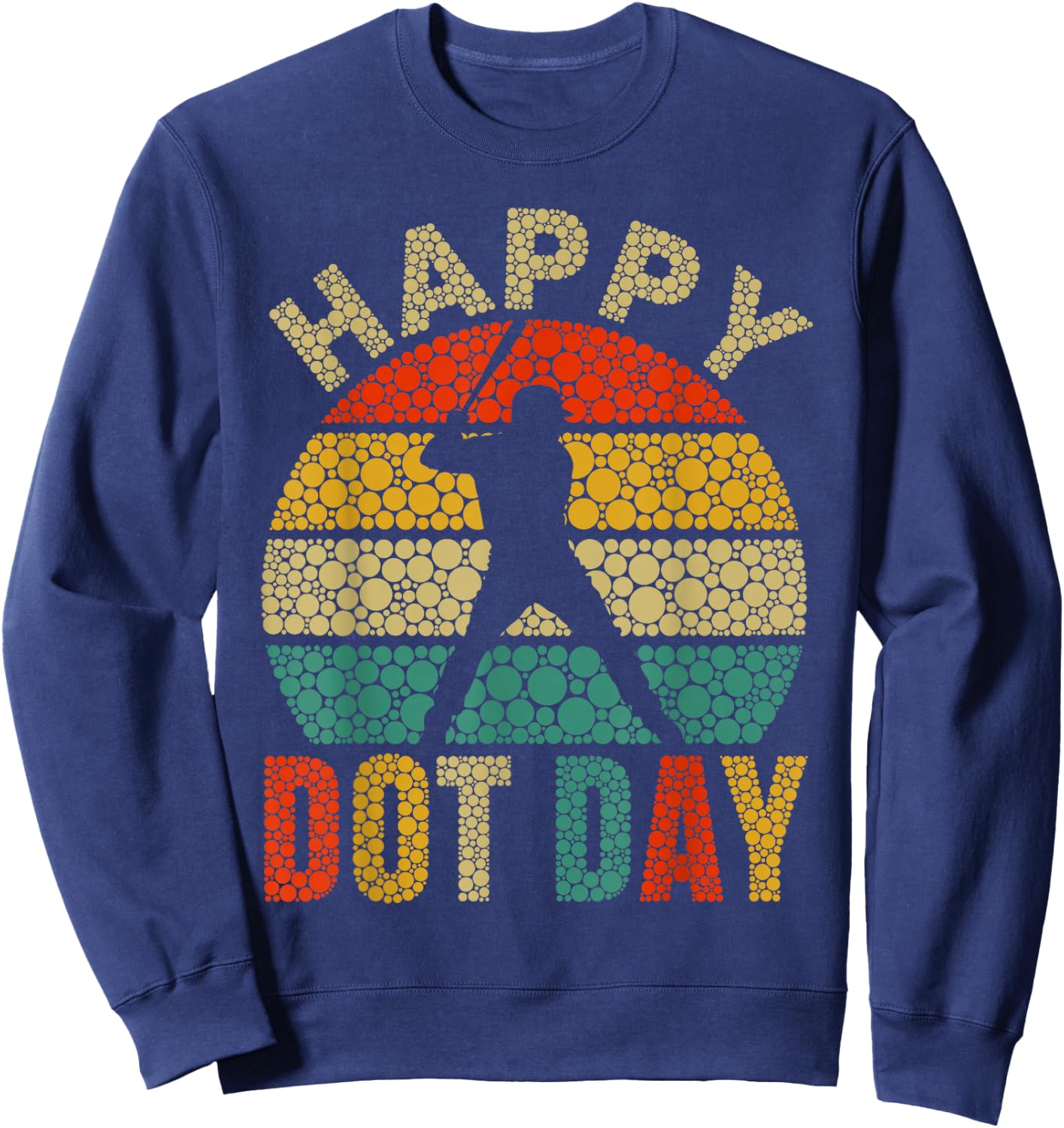 Vintage Baseball Player Polka Dot Happy Dot Day Kids Boys Sweatshirt - Sweatshirt | Navy
