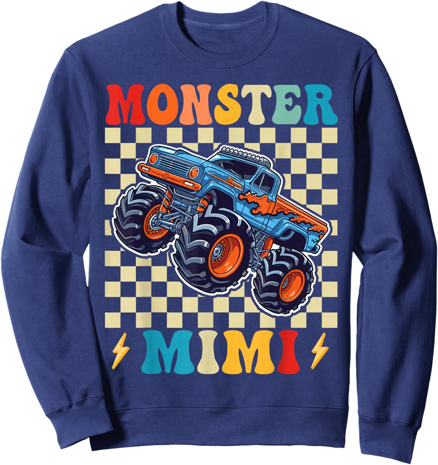 Monster Truck Mimi Family Matching Monster Trucks Birthday Sweatshirt - Sweatshirt | Navy