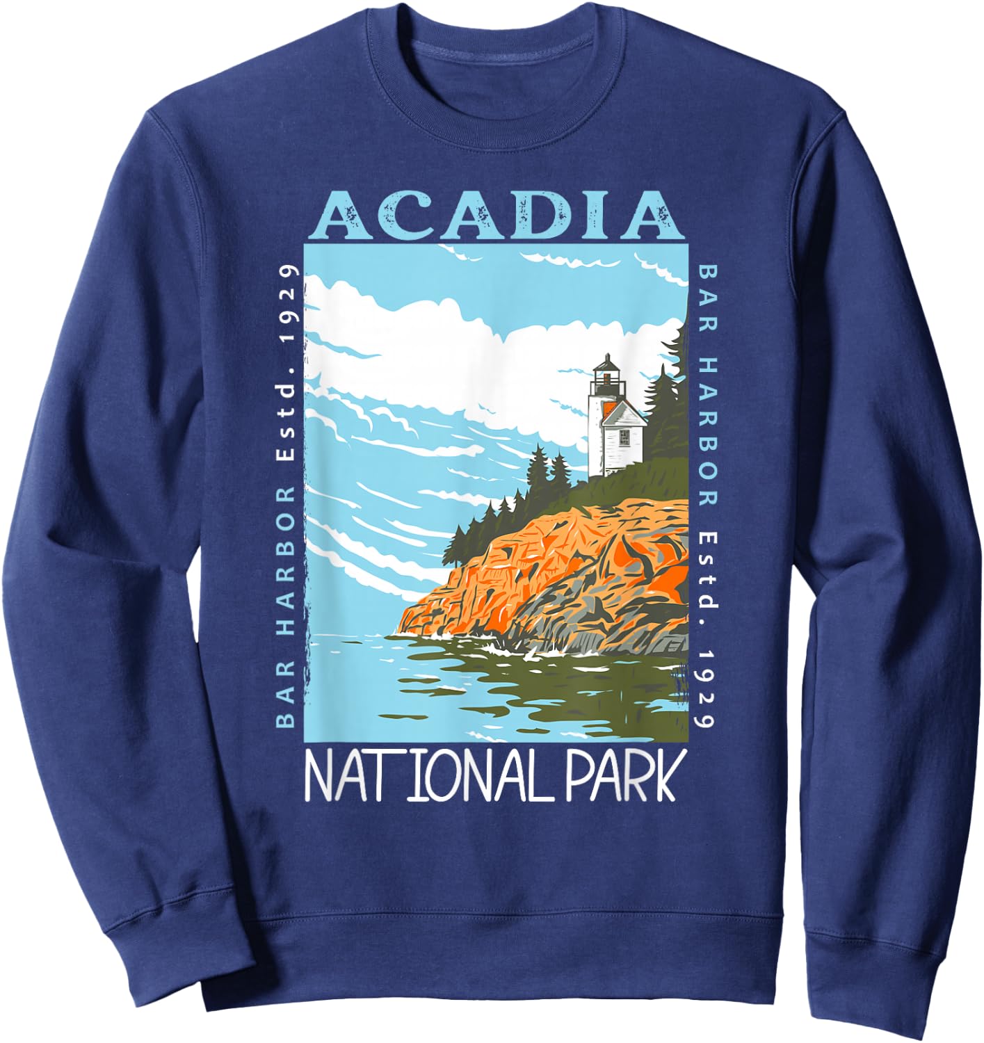 Acadia National Park Bar Harbor Maine Vintage Sweatshirt - Sweatshirt | Navy