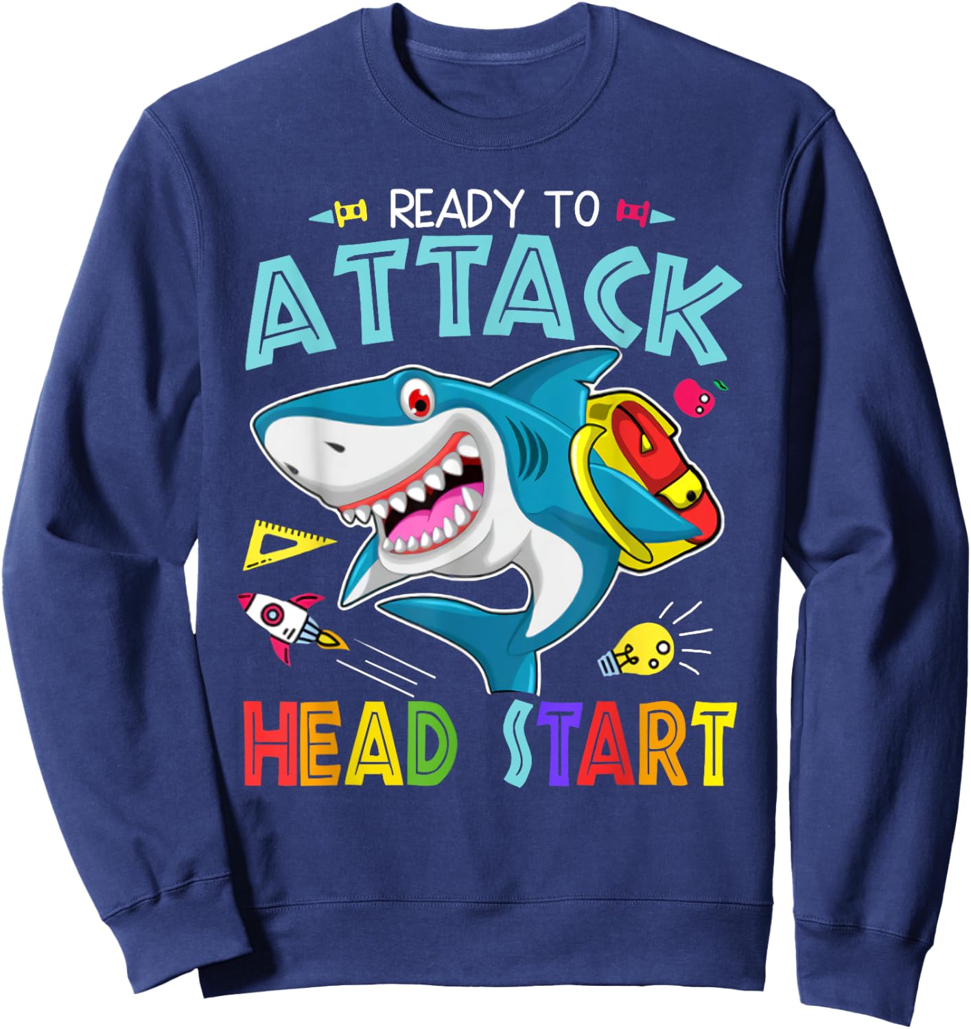 Ready To Attack Head Start Boy Back To School Sea Animal Sweatshirt - Sweatshirt | Navy