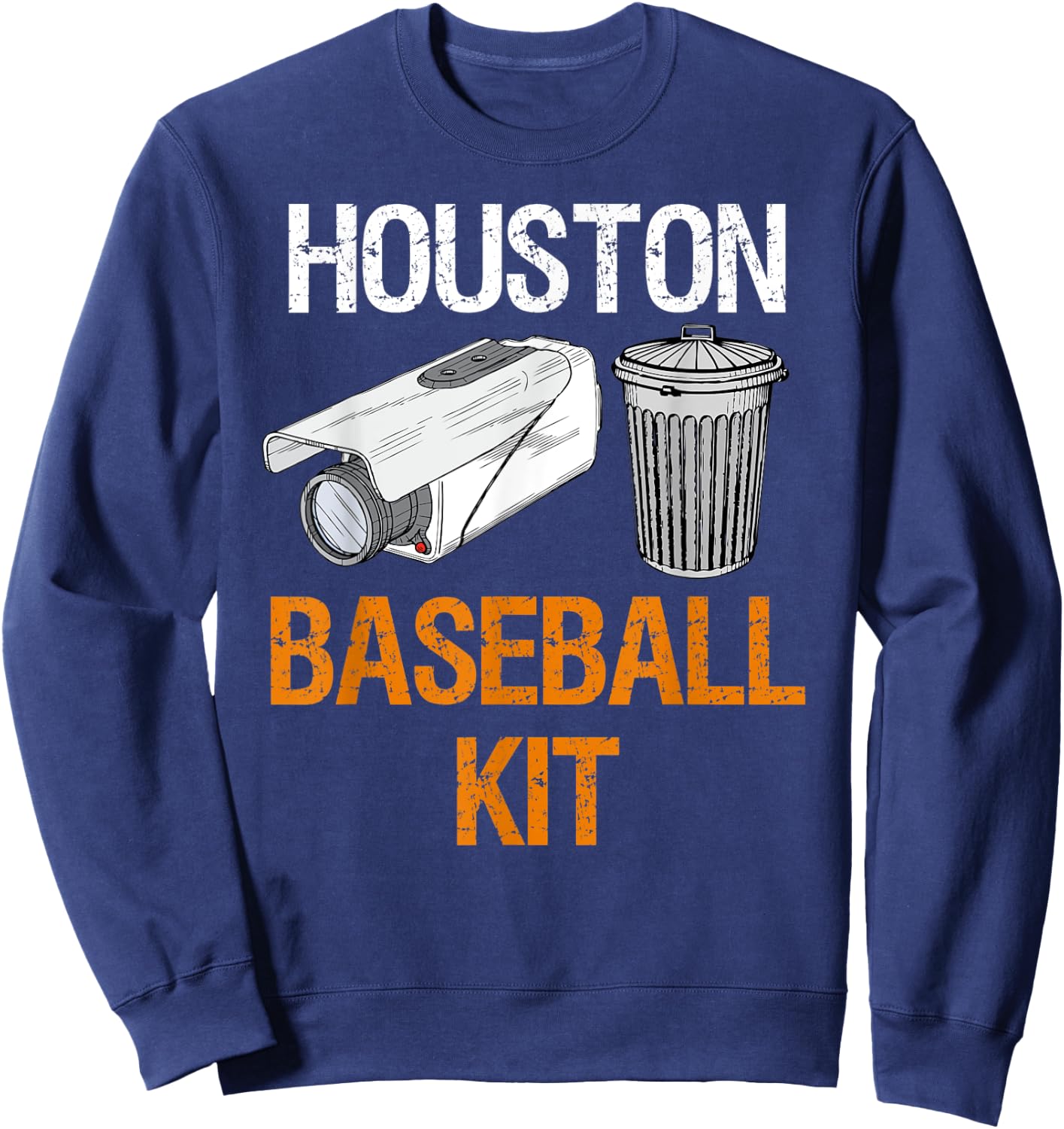 Houston Baseball Camera and Trash Can Gag Sweatshirt - Sweatshirt | Navy