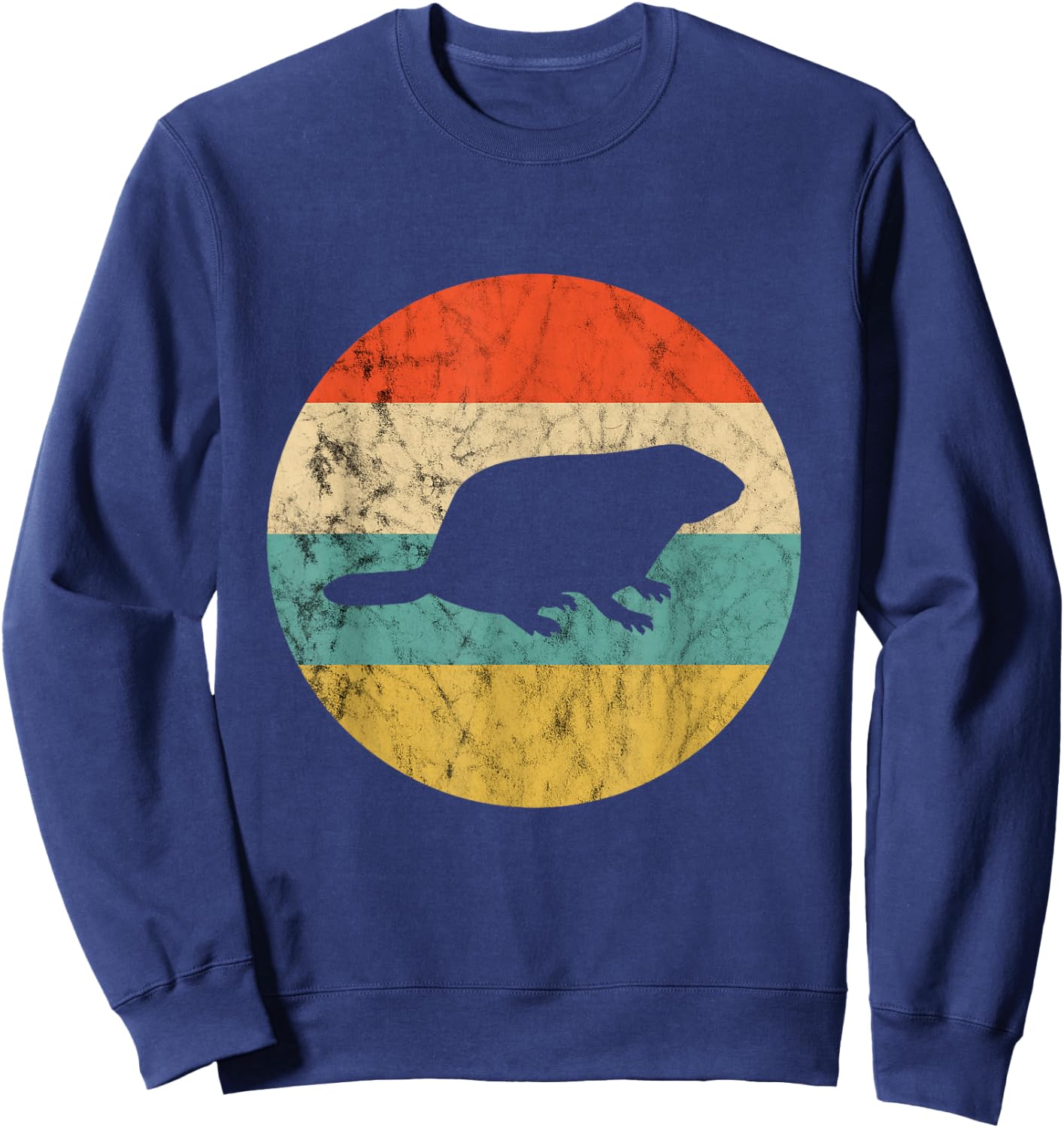 Rodent Retro Vintage Sunset Marmot Ground Squirrel Rodent Sweatshirt - Sweatshirt | Navy