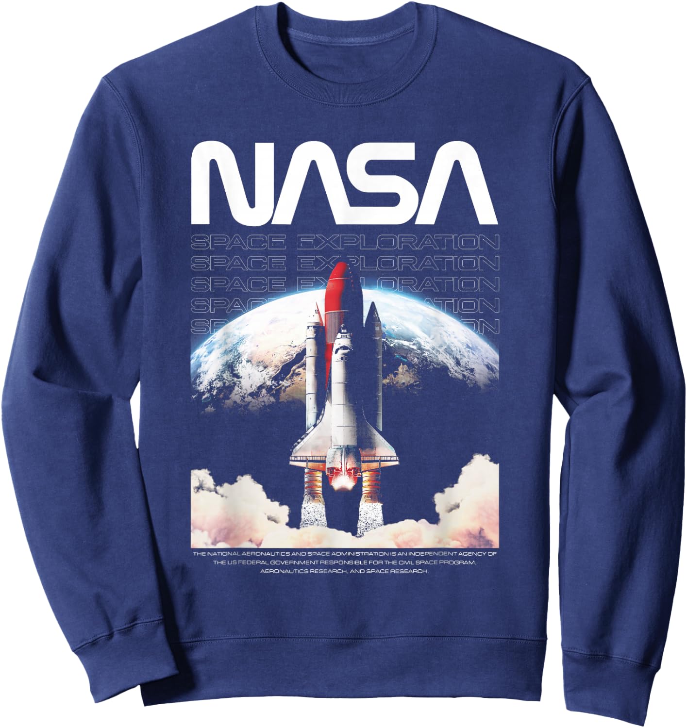 NASA Shuttle Takeoff Space Exploration Sweatshirt - Sweatshirt | Navy