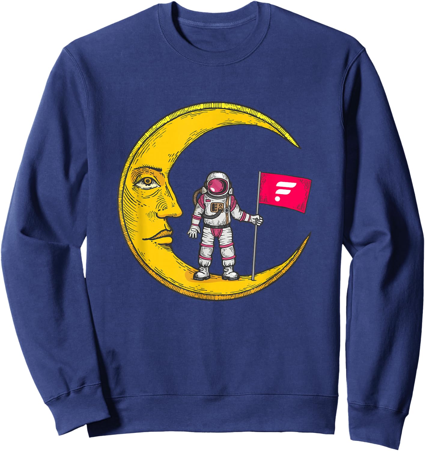 Flare Logo Crypto Flag On Moon To Hodl FLR Bull Market Sweatshirt - Sweatshirt | Navy