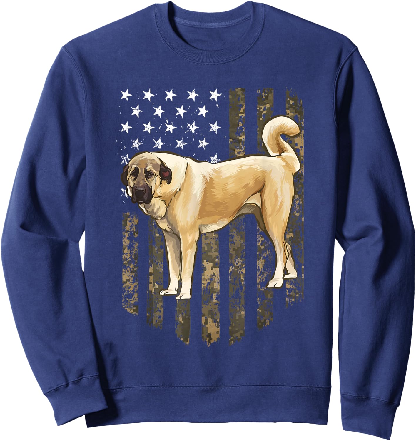 Camo American Flag Anatolian Shepherd Dog 4th Of July USA Sweatshirt - Sweatshirt | Navy