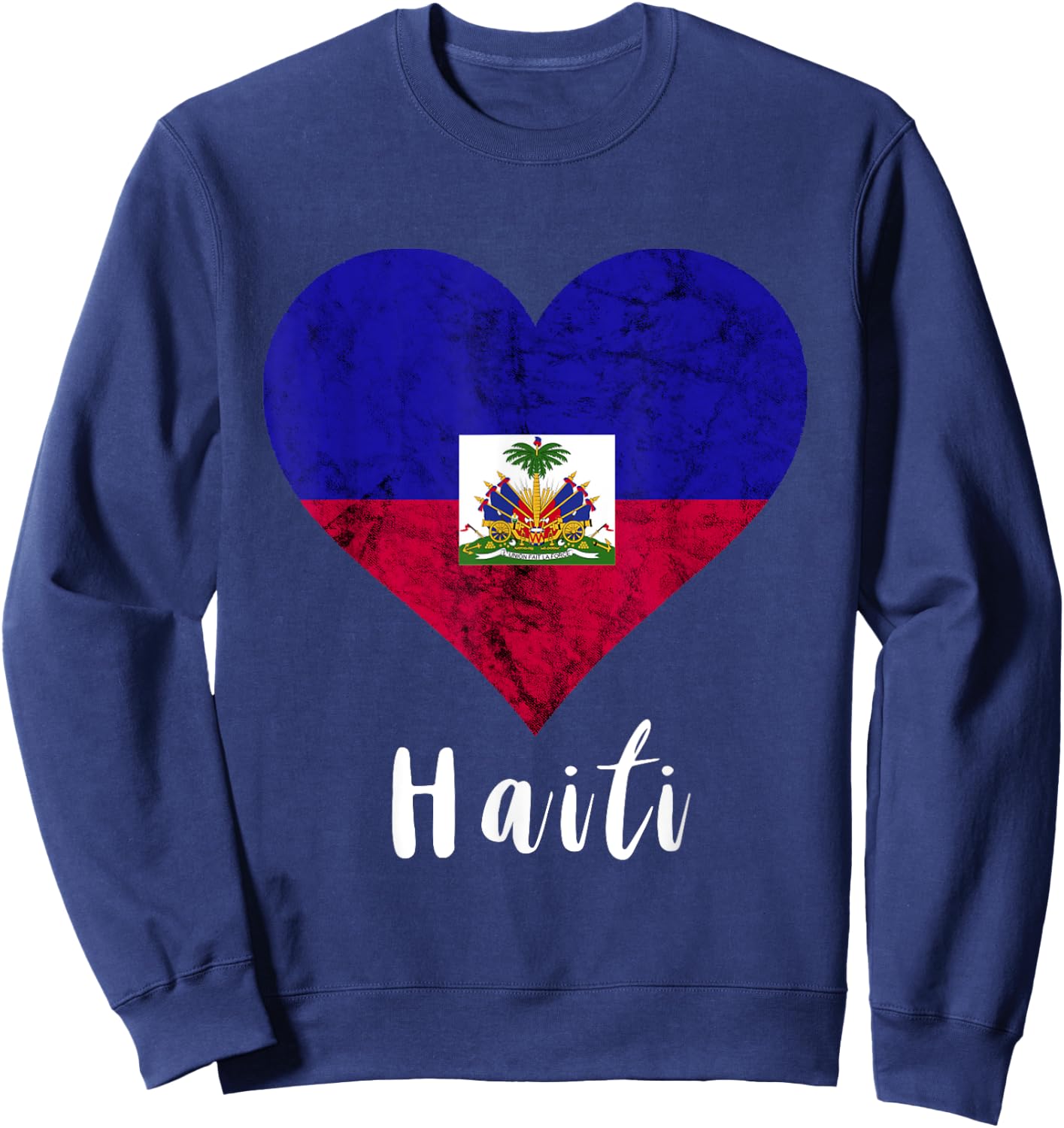 Haitian Root Heart Haiti Haitians Flag Pride Sweatshirt - Sweatshirt | Navy